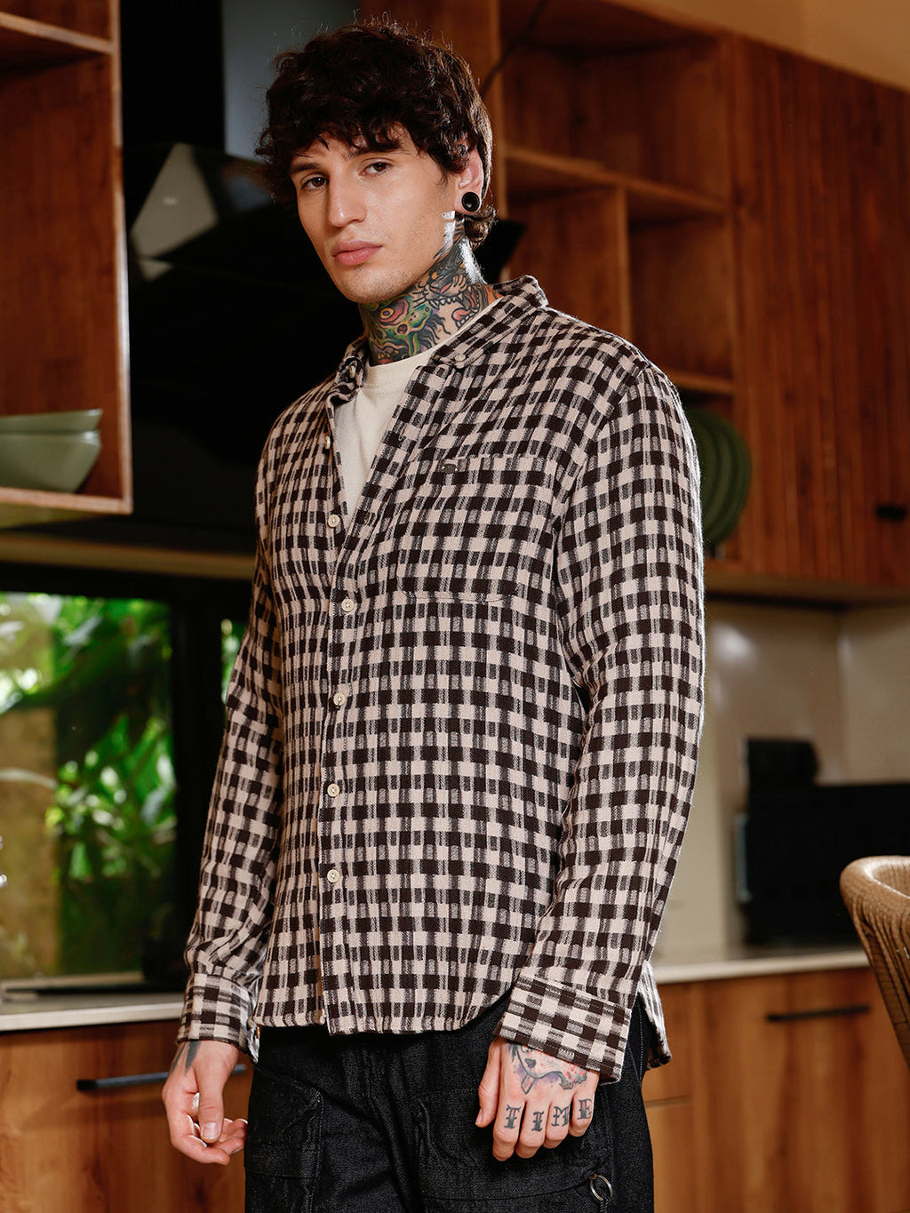 Hazy-Geometric Jacquard Shirt