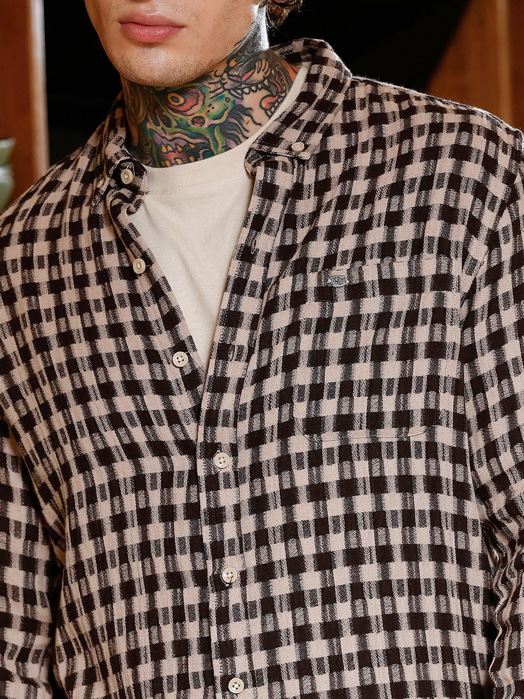 Hazy-Geometric Jacquard Shirt
