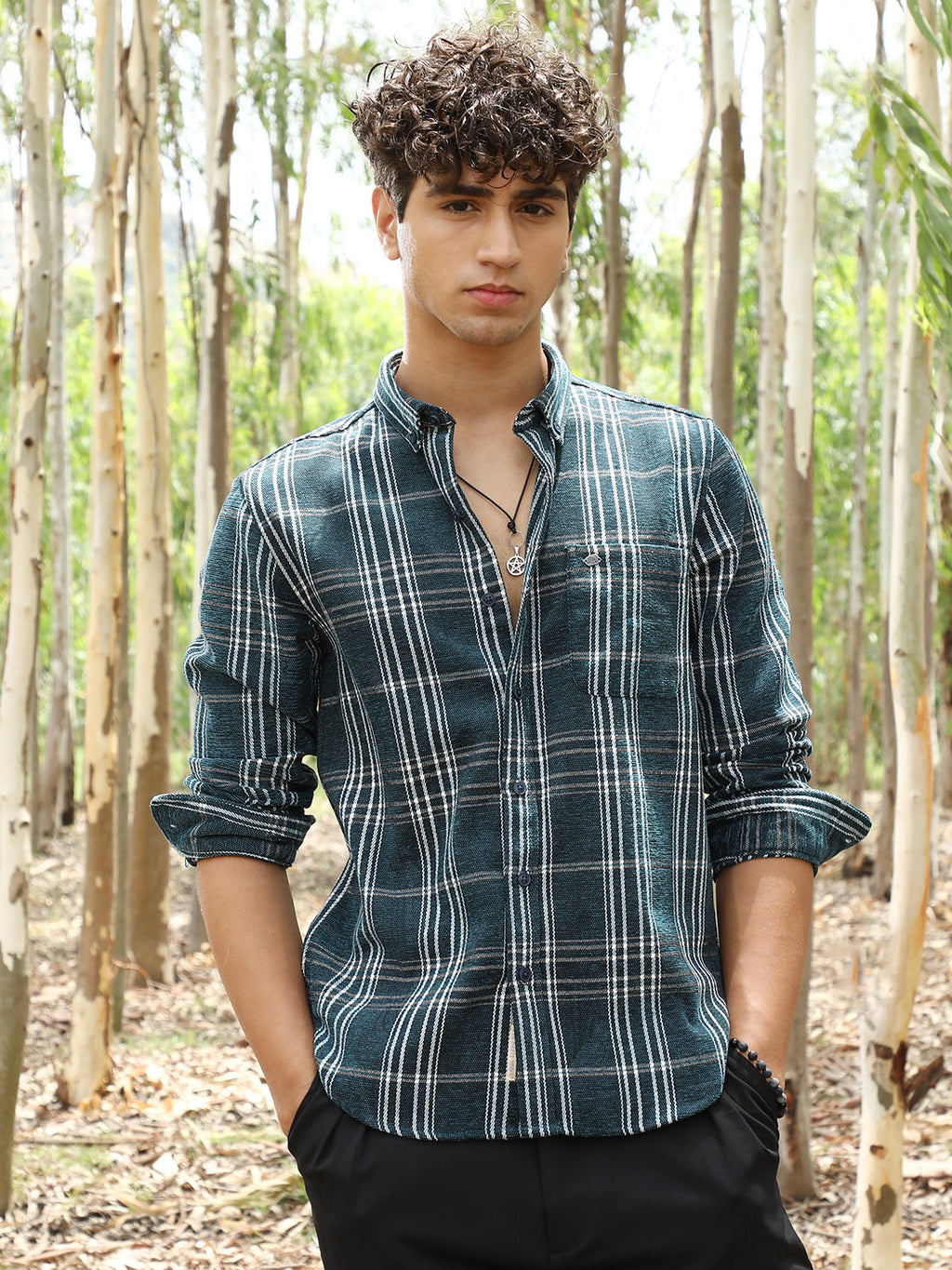 Plaid-Woven Regular Shirt