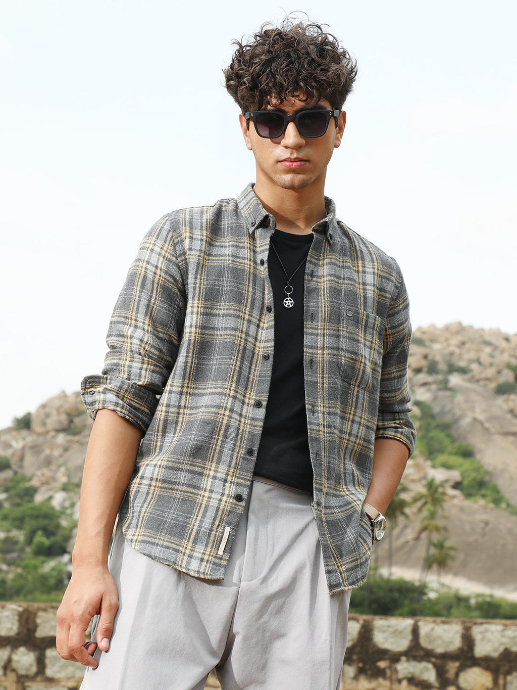 Tartan-Woven Regular Shirt