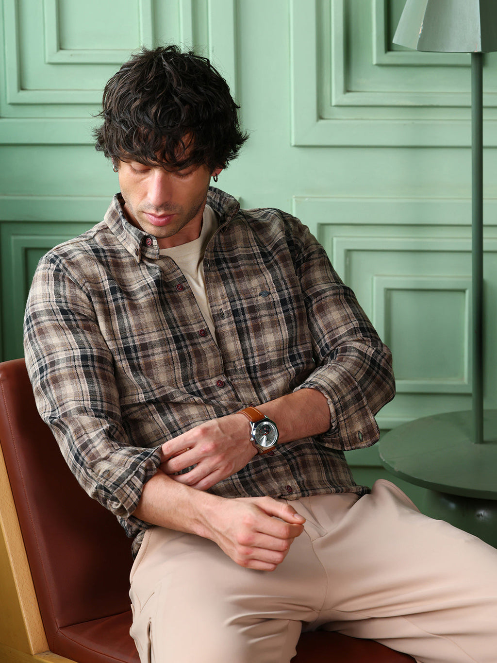 Button-Down Gradient-Plaid Shirt