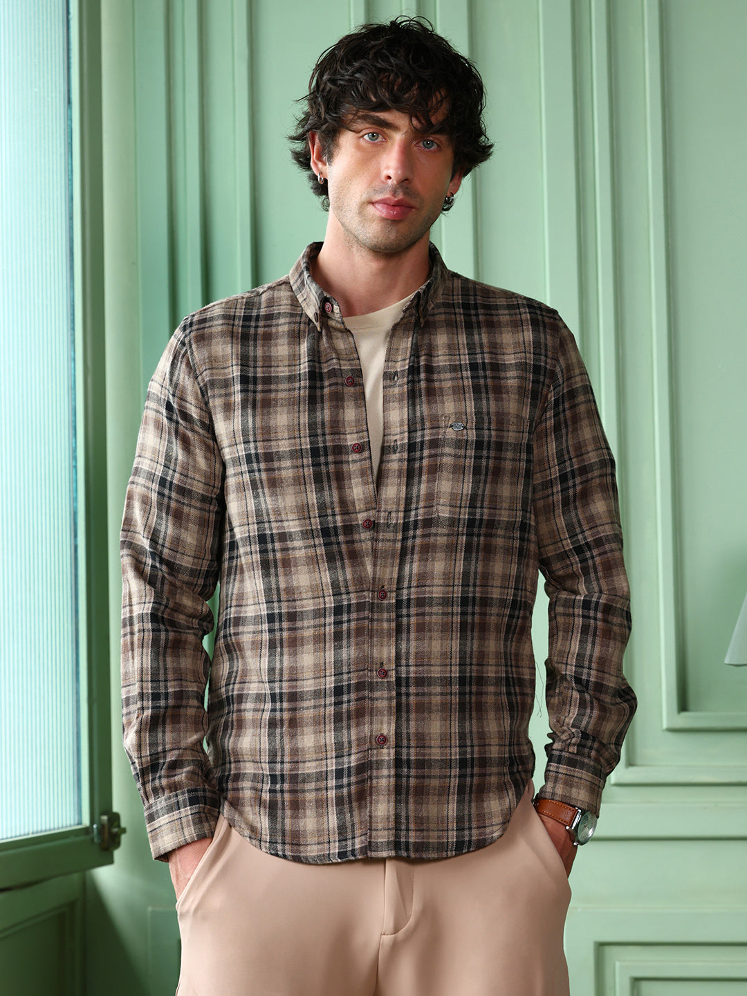 Button-Down Gradient-Plaid Shirt