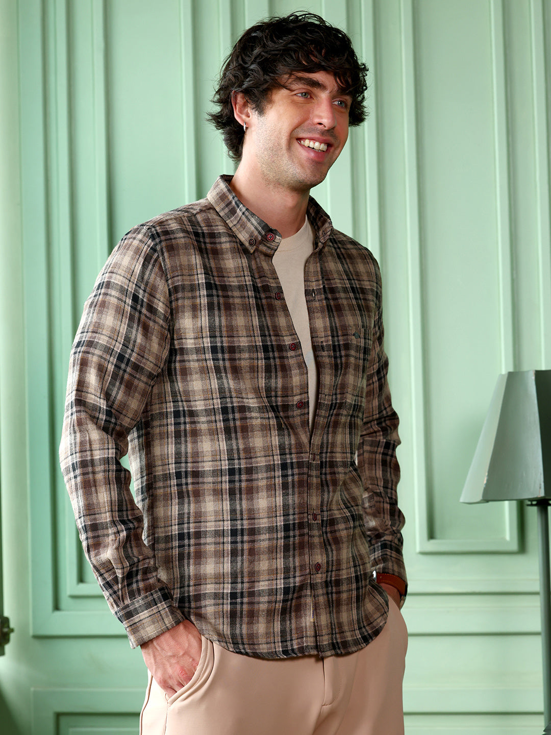 Button-Down Gradient-Plaid Shirt