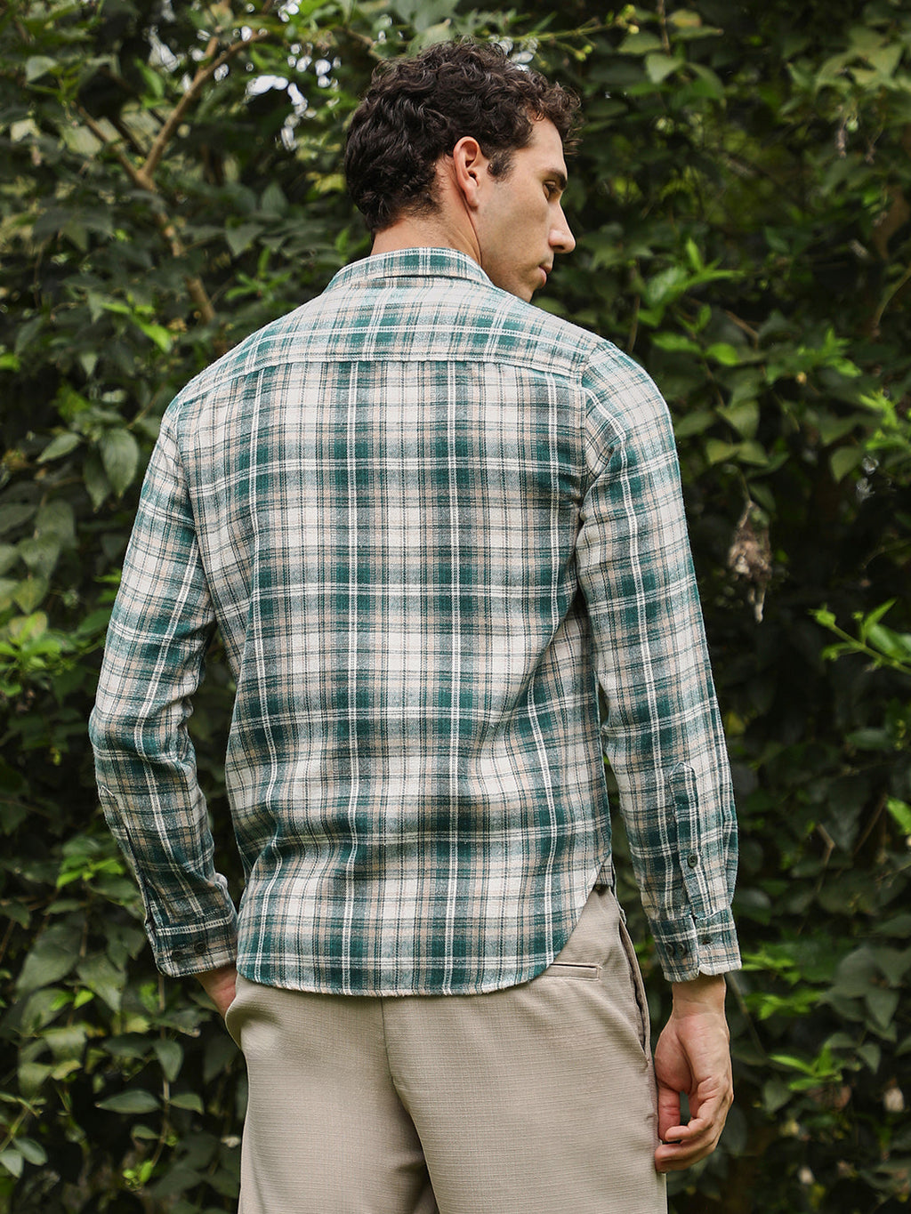 Button-Down Ombre-Plaid Shirt