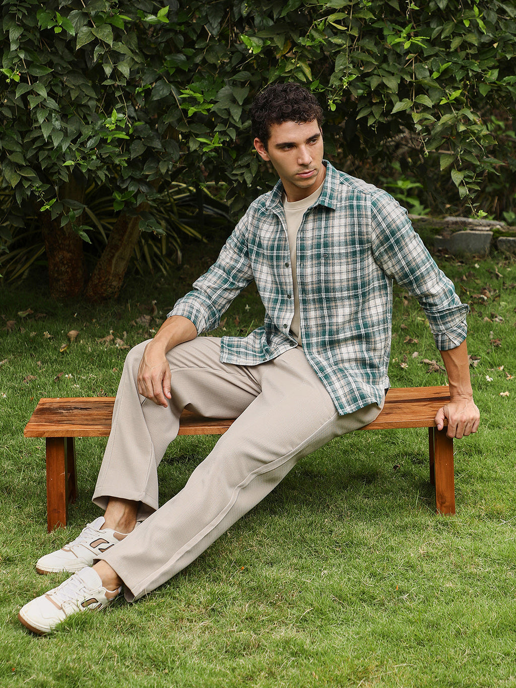 Button-Down Ombre-Plaid Shirt