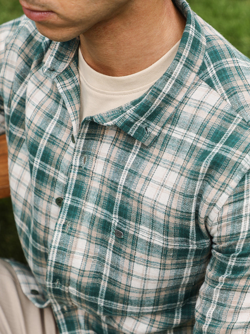Button-Down Ombre-Plaid Shirt