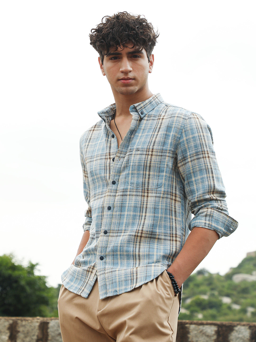Tartan-Woven Regular Shirt