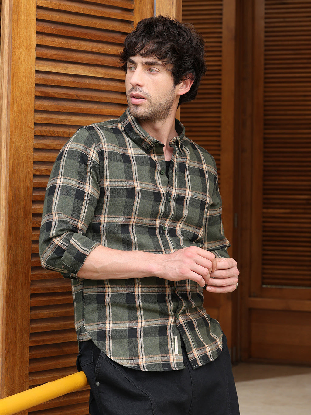 Button-Down Shadow-Plaid Shirt