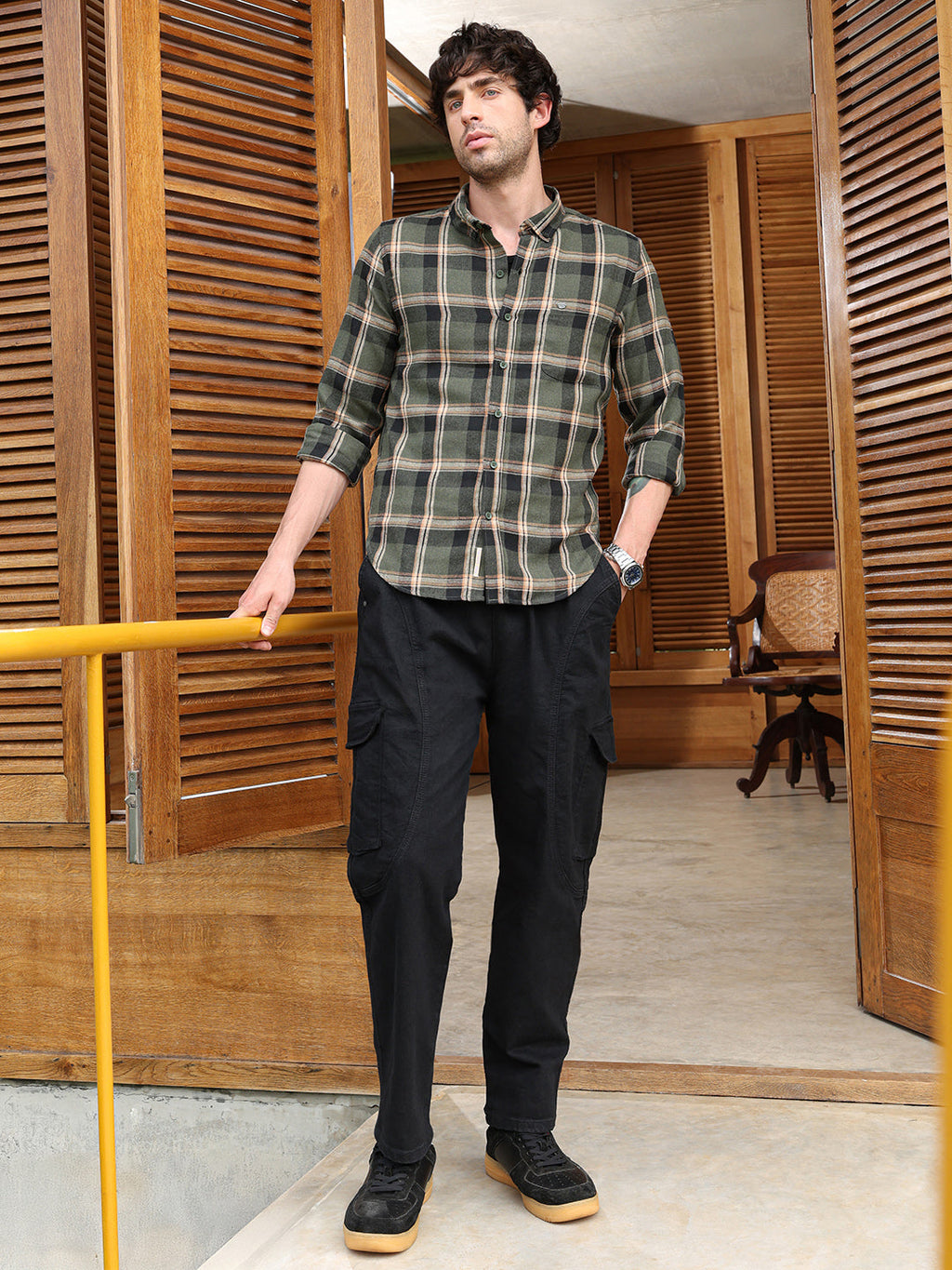 Button-Down Shadow-Plaid Shirt