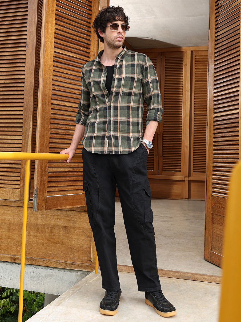 Button-Down Shadow-Plaid Shirt