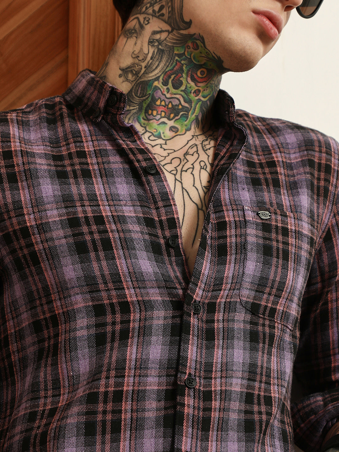 Purple Check Full Sleeve Shirt