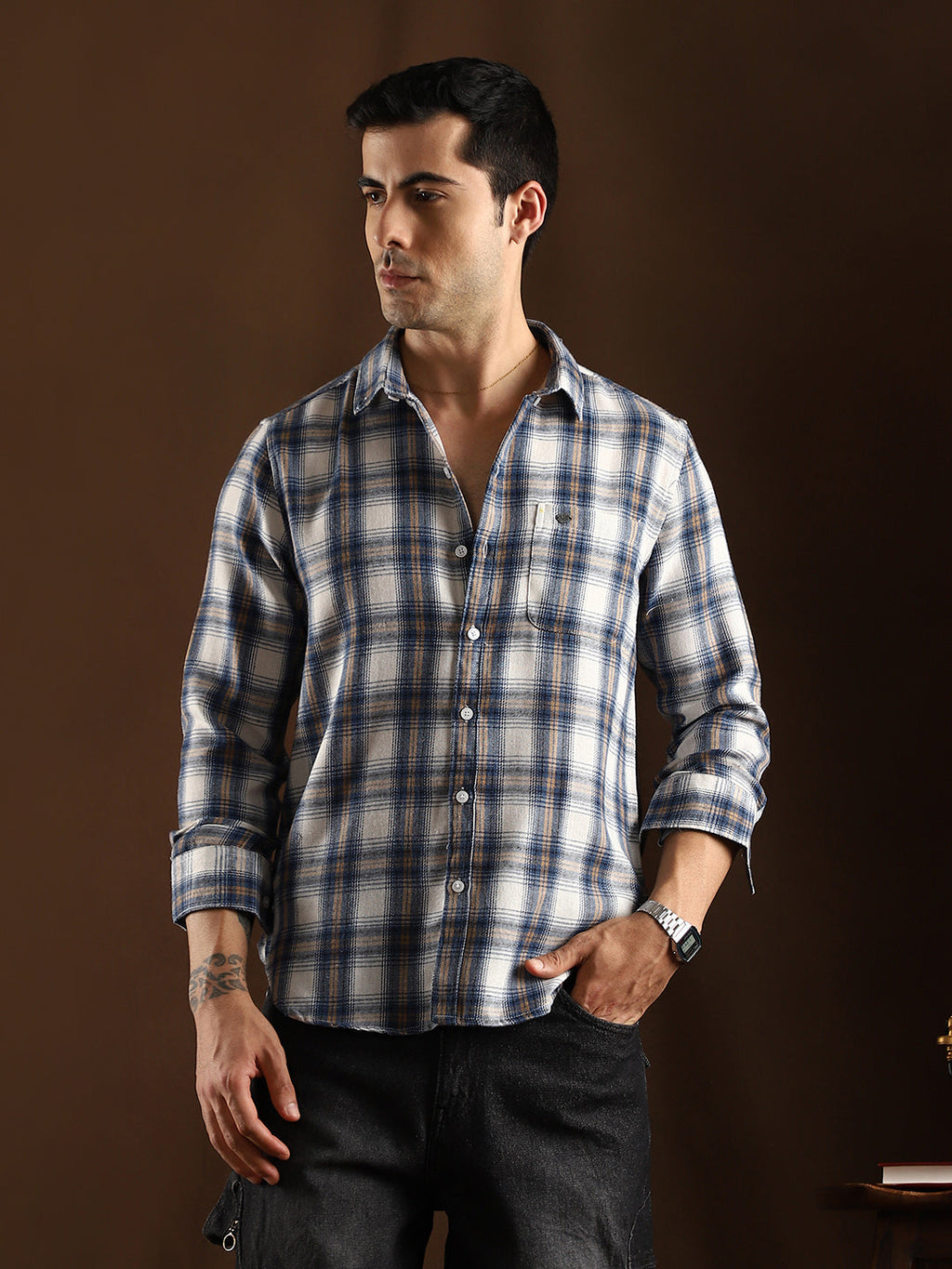 Gradient-Check Regular Shirt