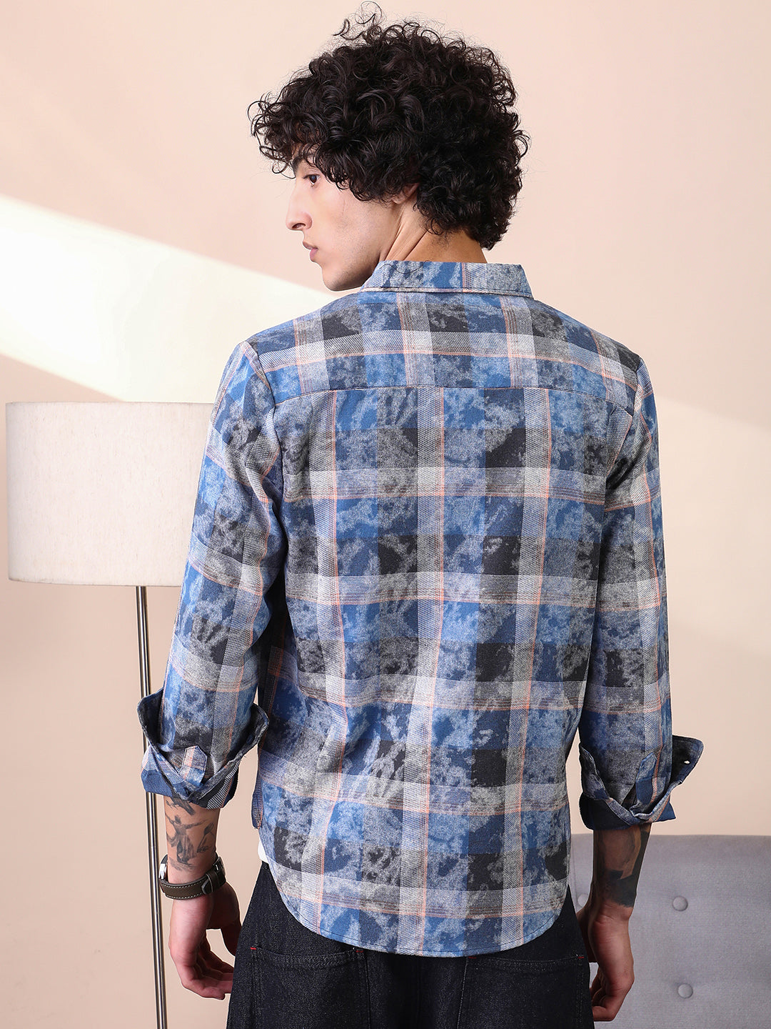 Faded-Plaid Regular Shirt