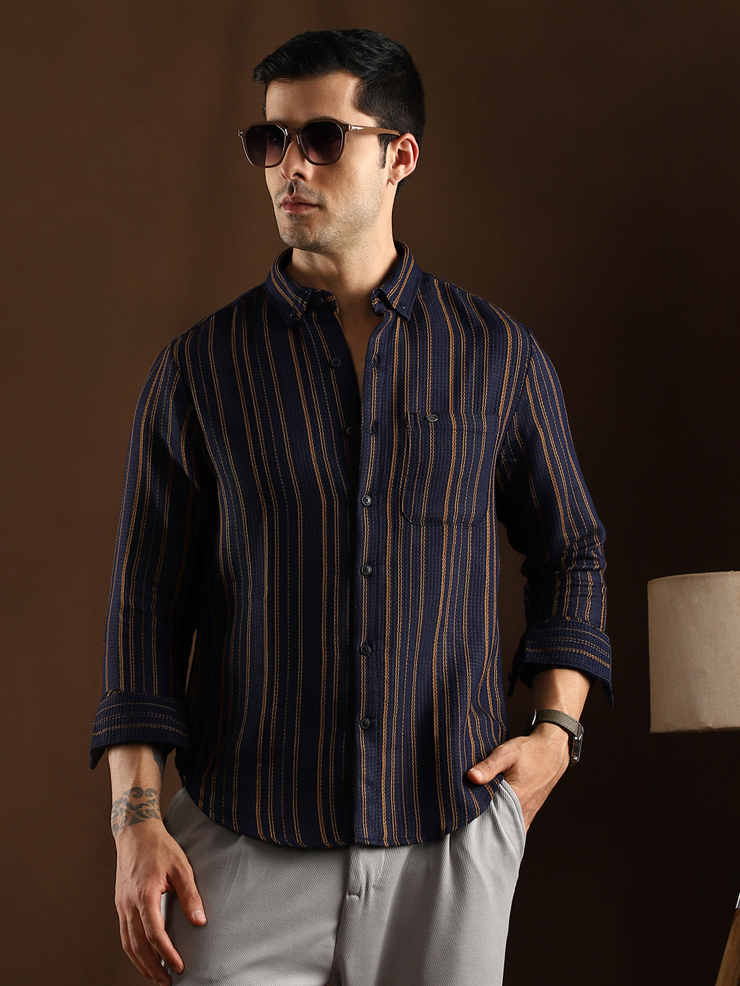 Multitrack-Striped Regular Shirt