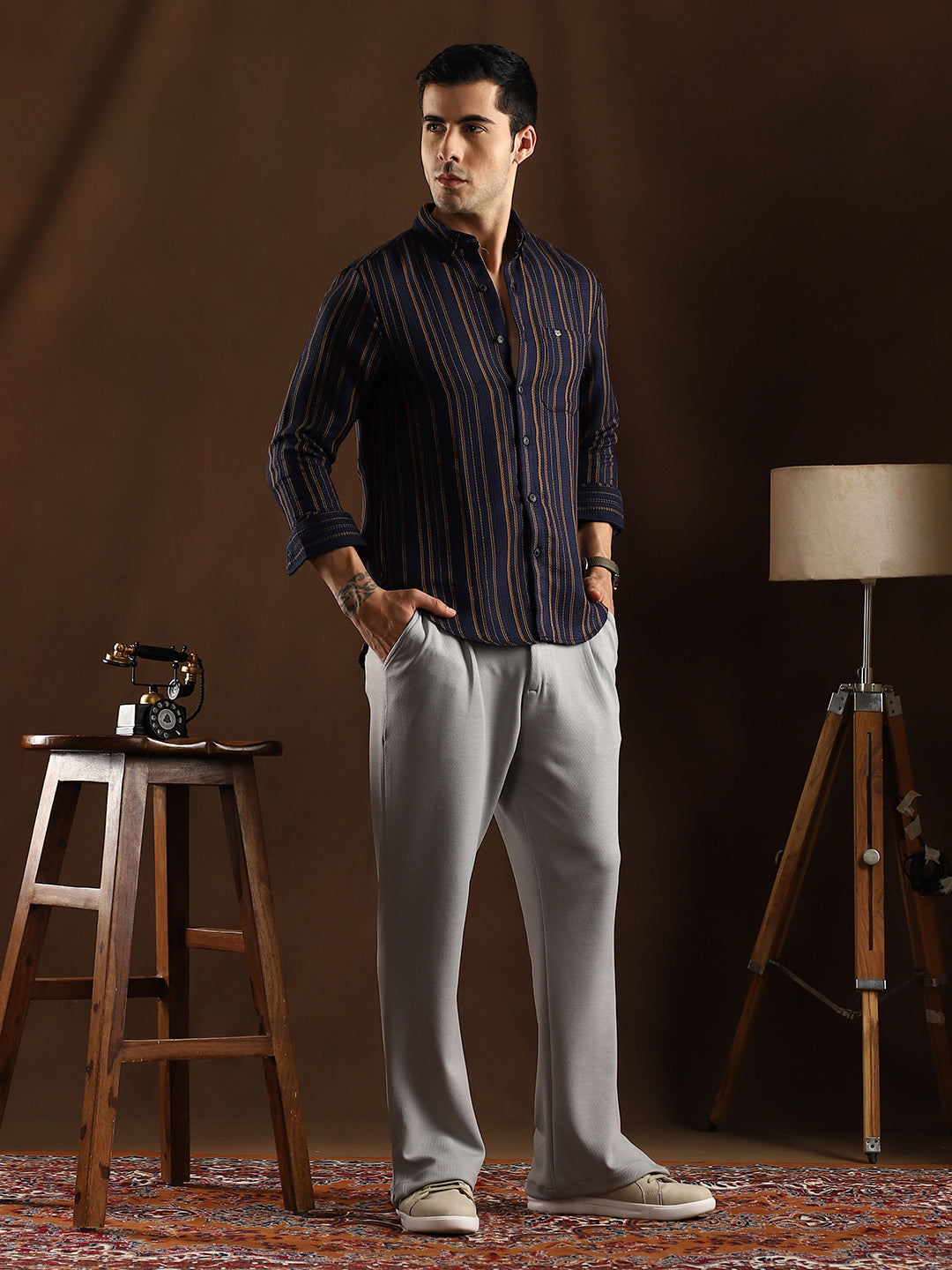 Multitrack-Striped Regular Shirt