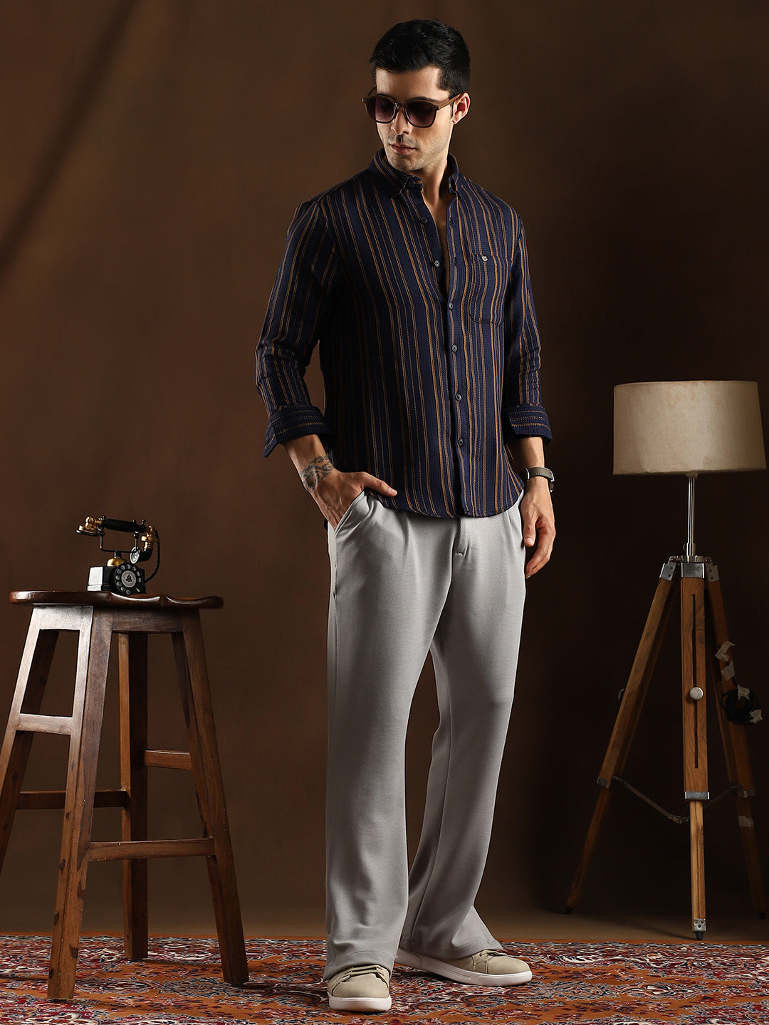 Multitrack-Striped Regular Shirt