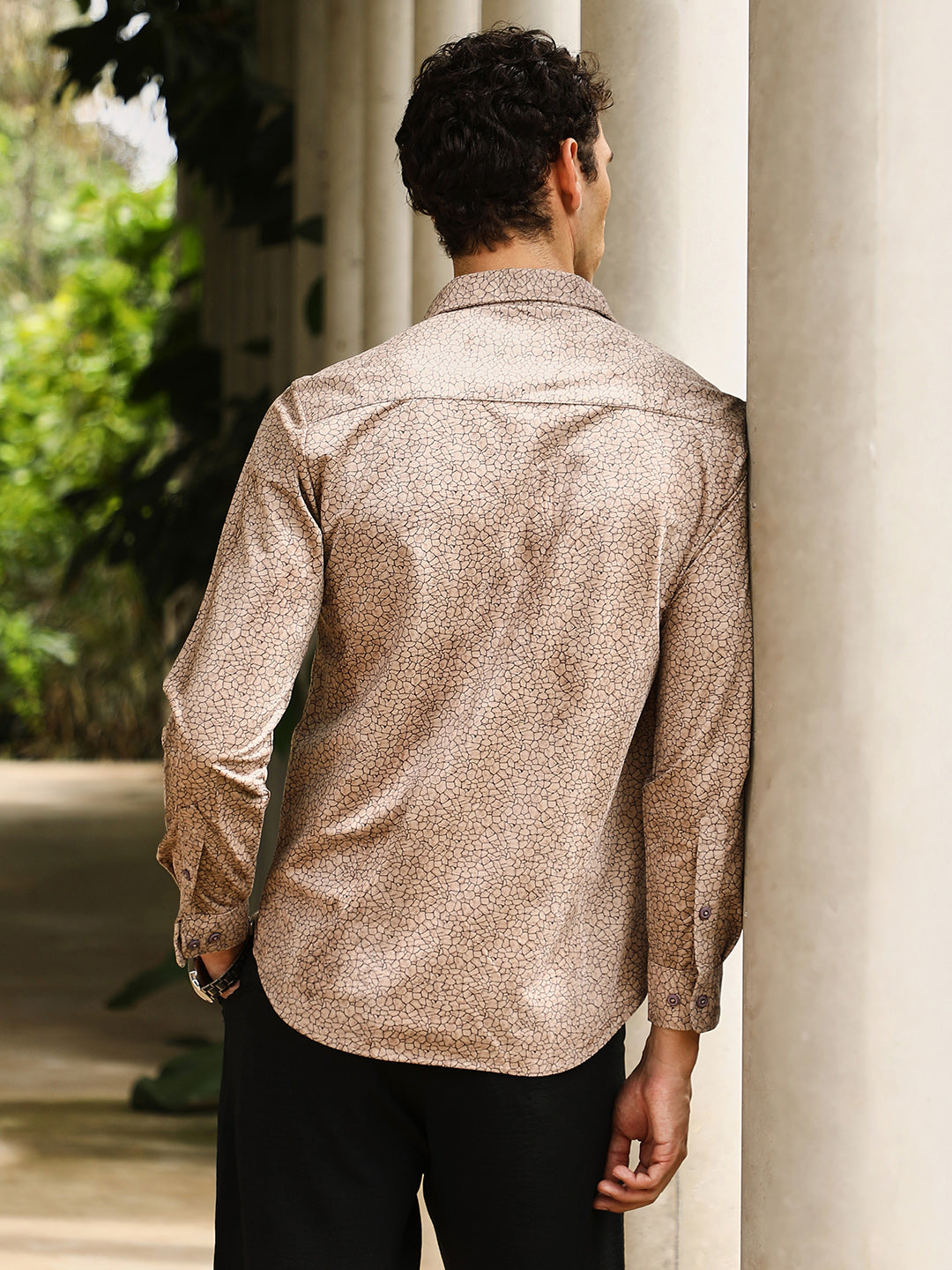 Mosiac-Imprint Suede Shirt