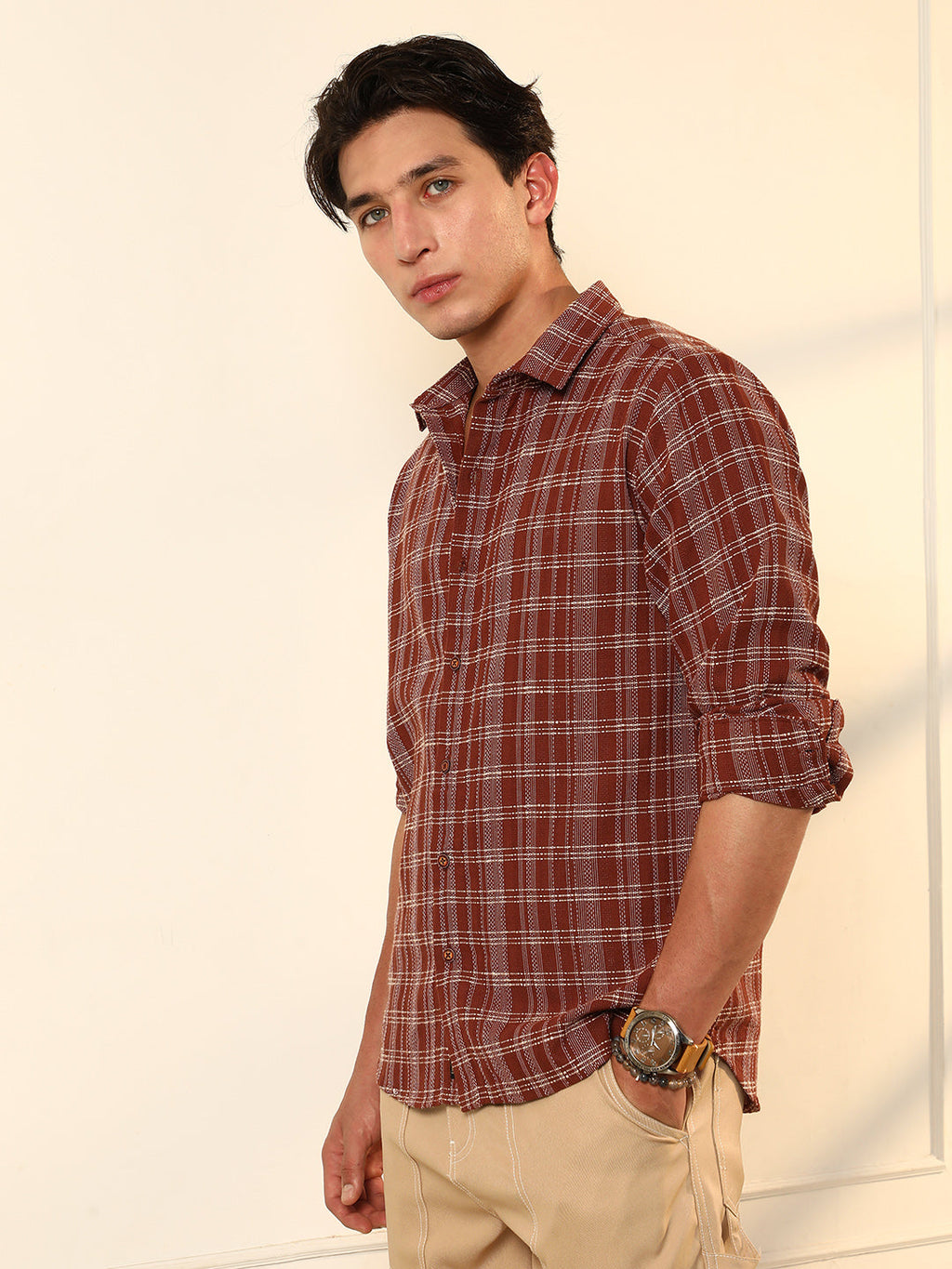 Woven Static-Plaid Shirt