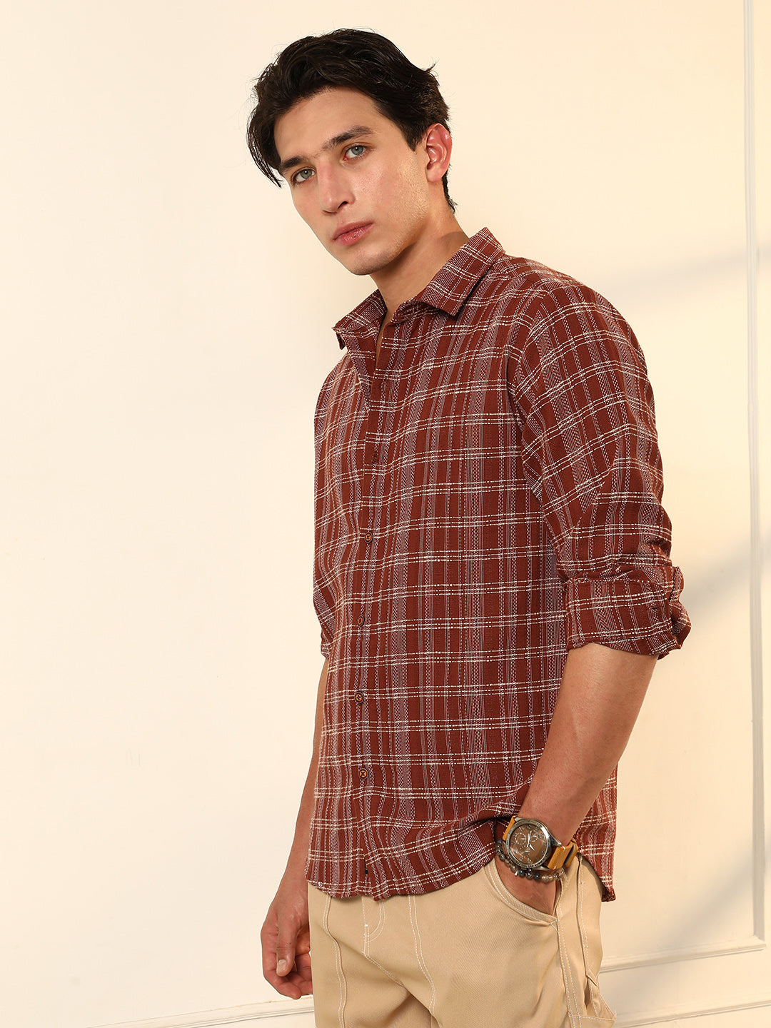 Woven Static-Plaid Shirt