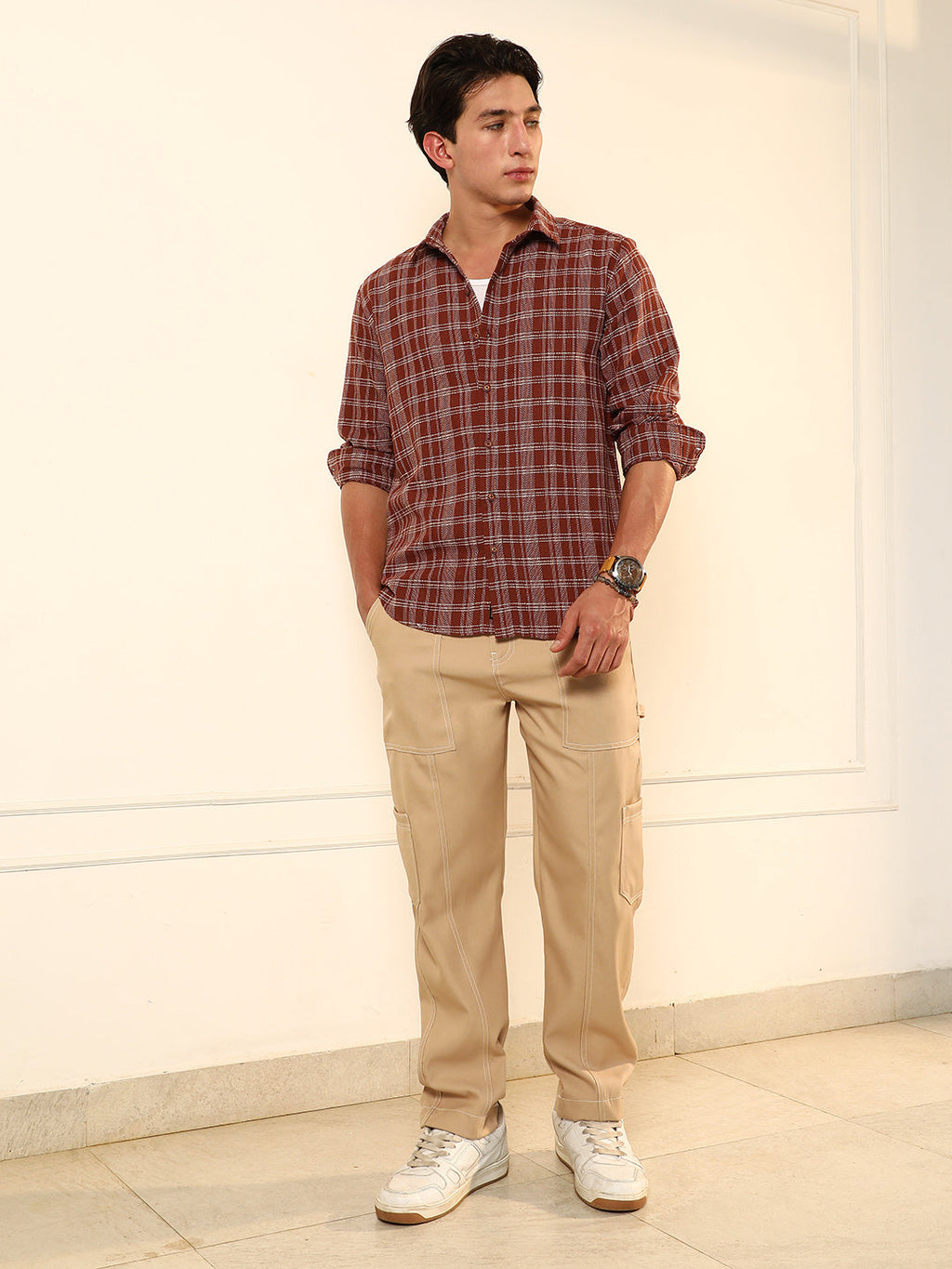 Woven Static-Plaid Shirt