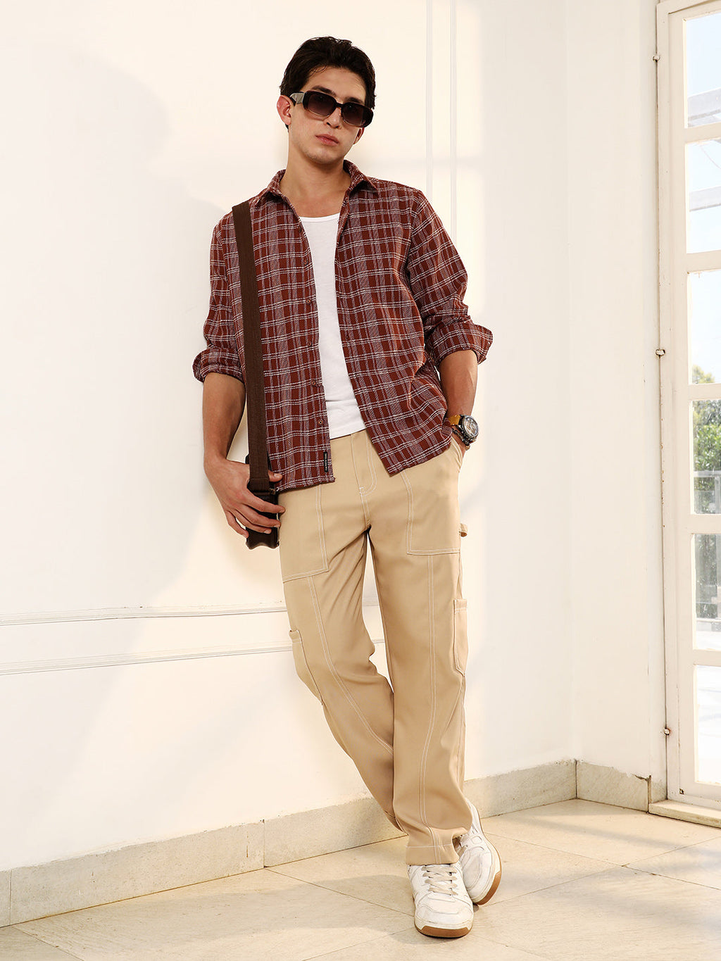 Woven Static-Plaid Shirt