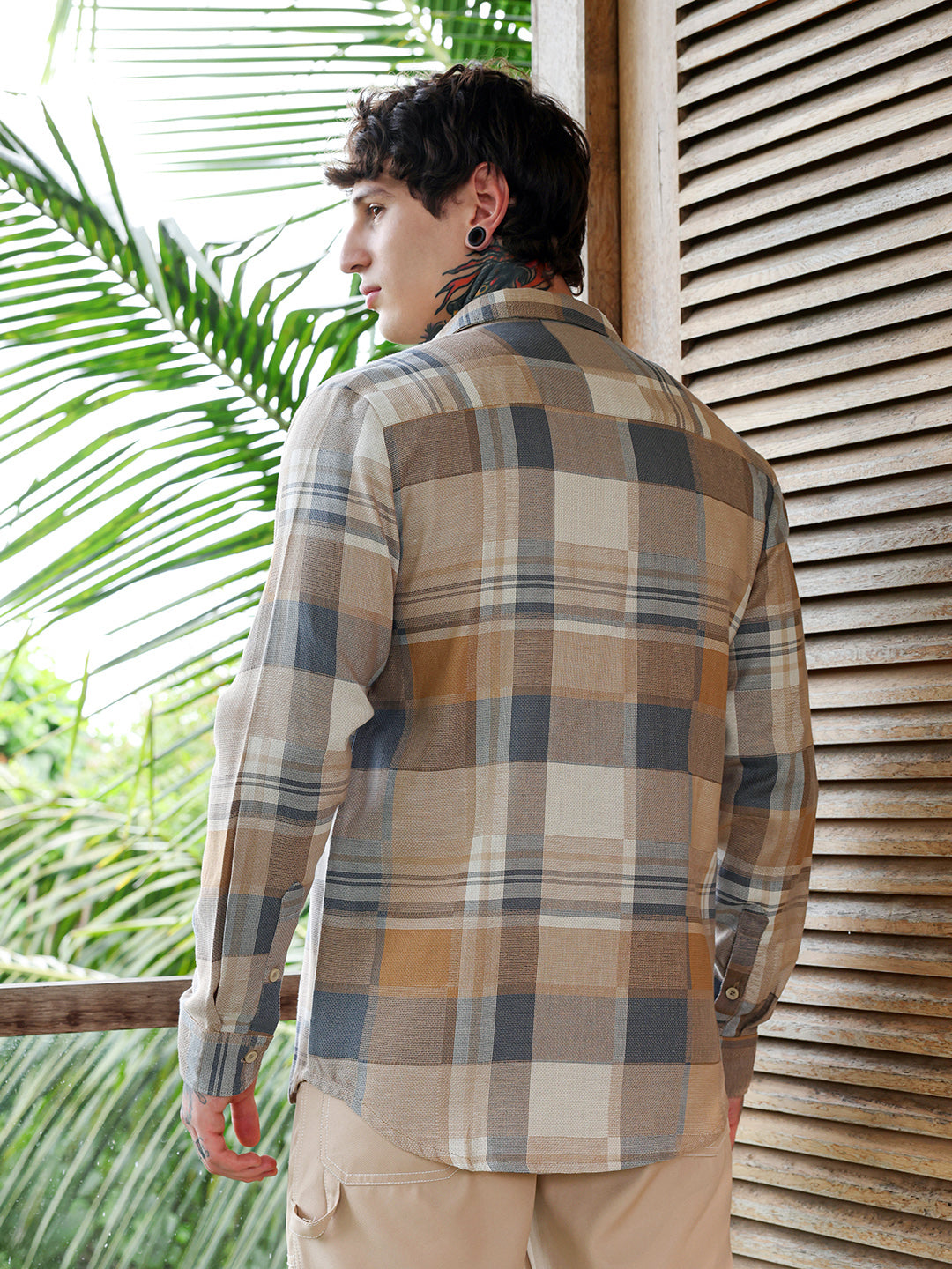 Gradient-Plaid Regular Shirt