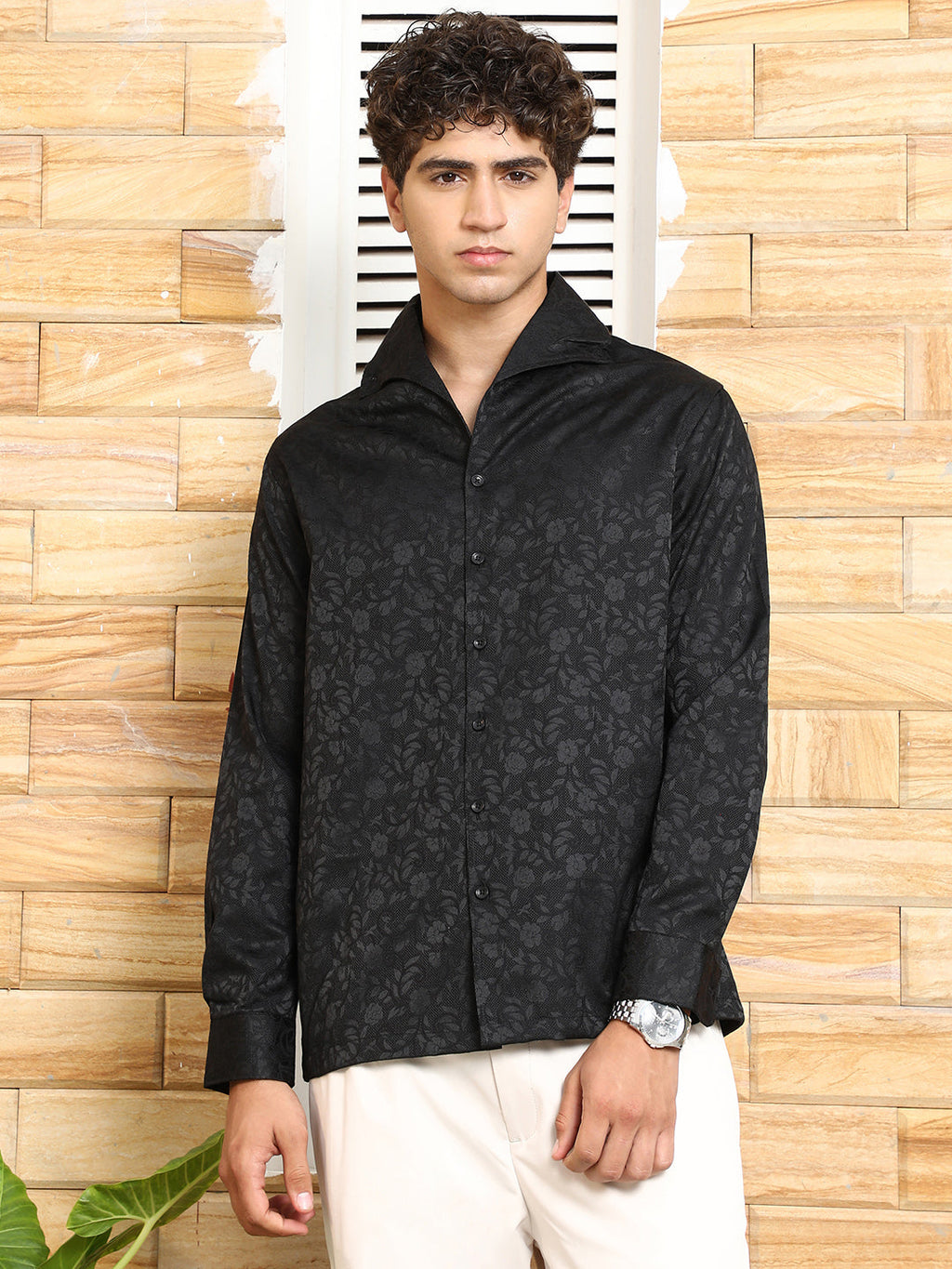 Self-Flora Jacquard Shirt