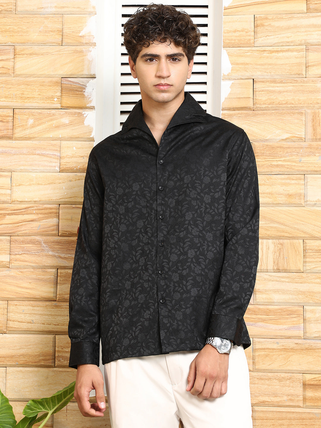 Self-Flora Jacquard Shirt