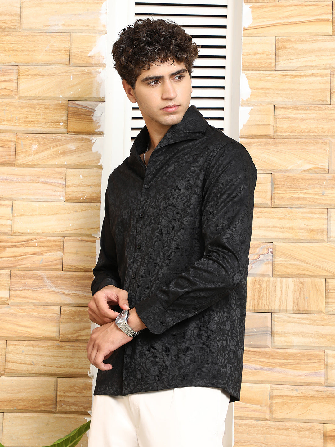 Self-Flora Jacquard Shirt