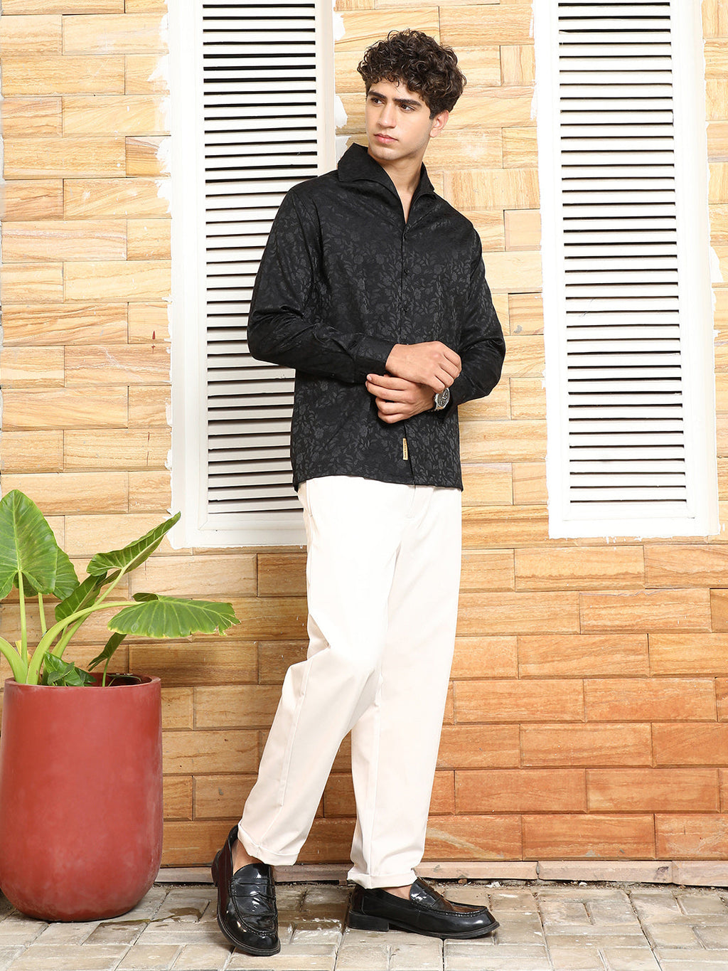 Self-Flora Jacquard Shirt