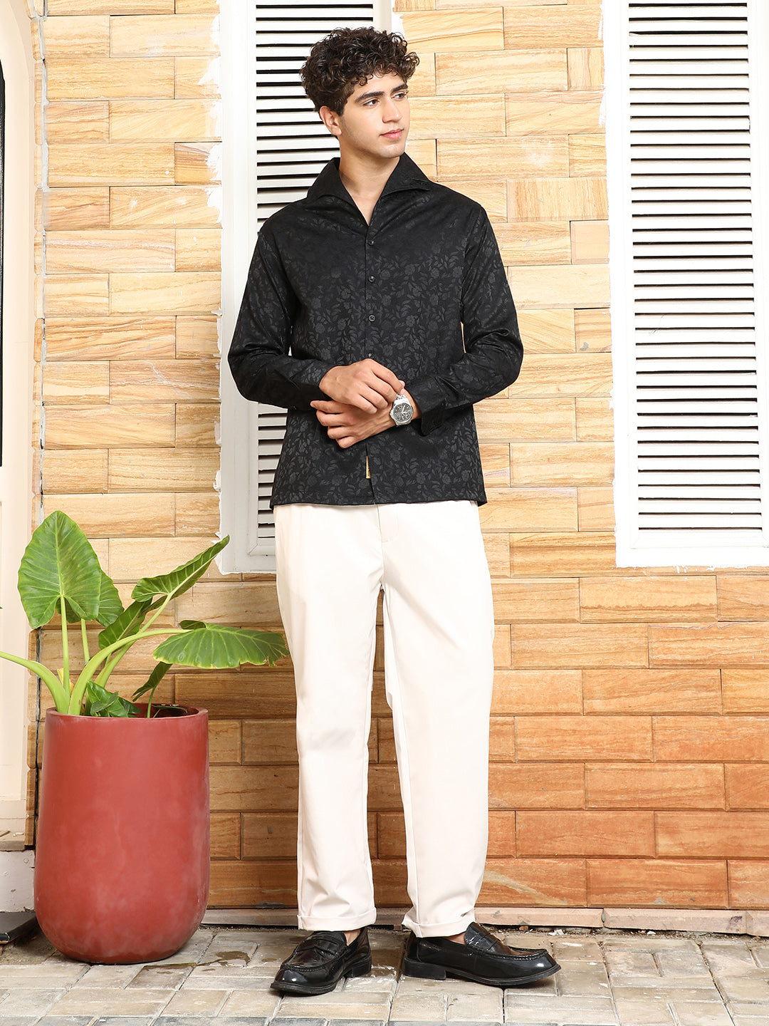 Self-Flora Jacquard Shirt