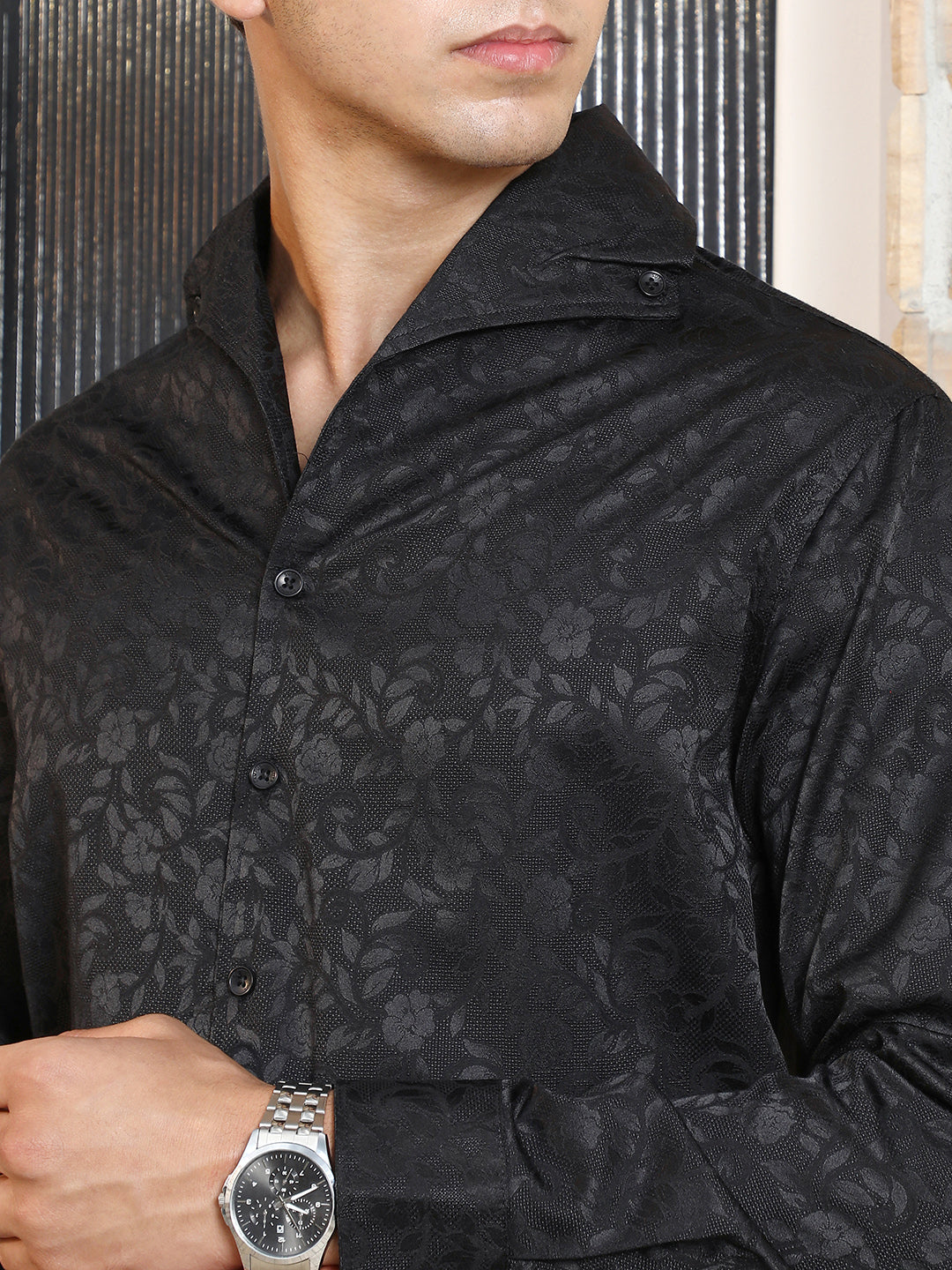 Self-Flora Jacquard Shirt