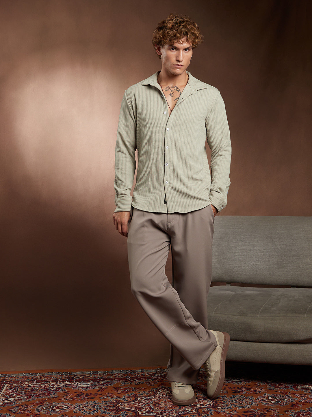 Rope-Striped Tactile Shirt