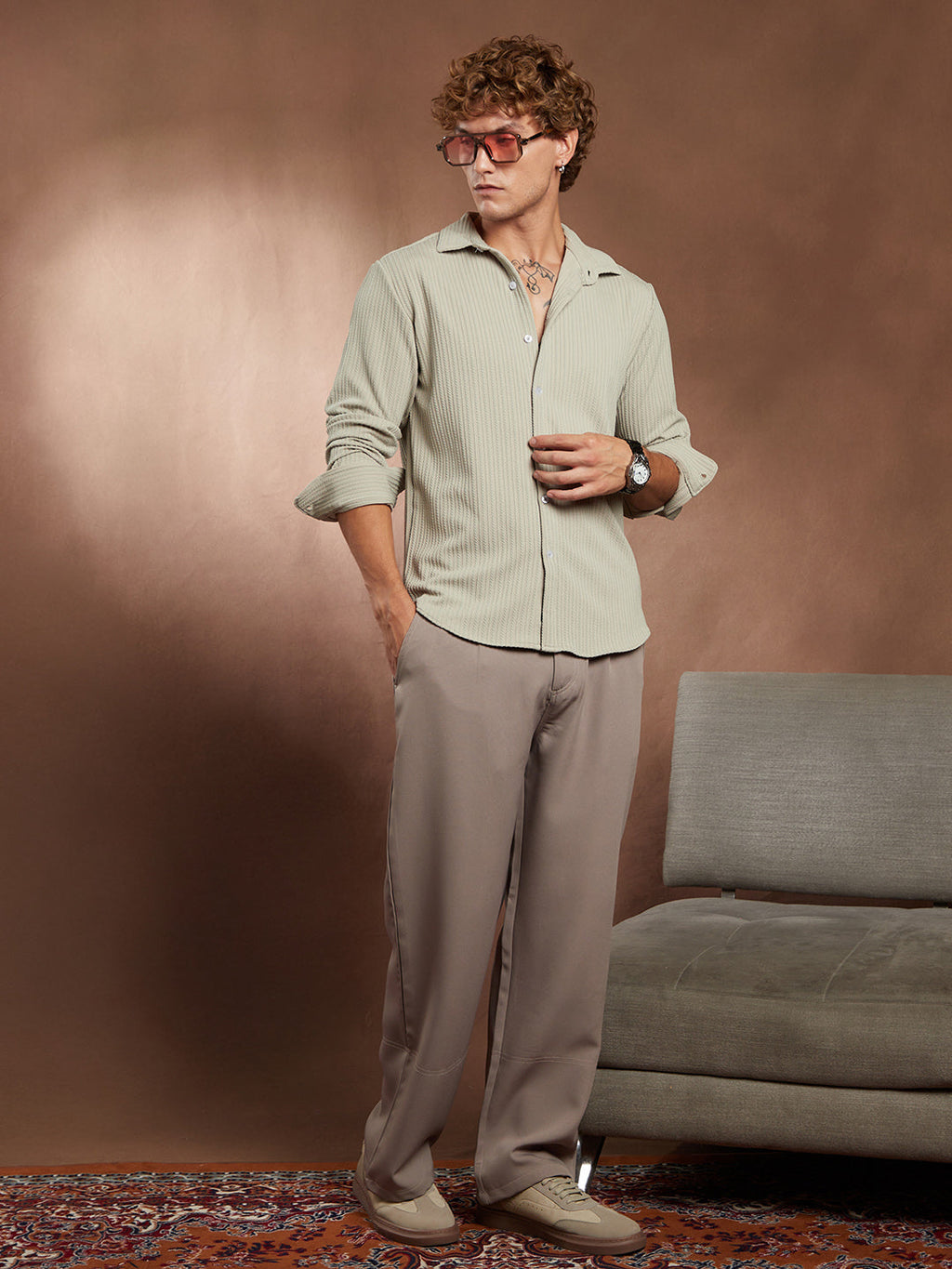 Rope-Striped Tactile Shirt