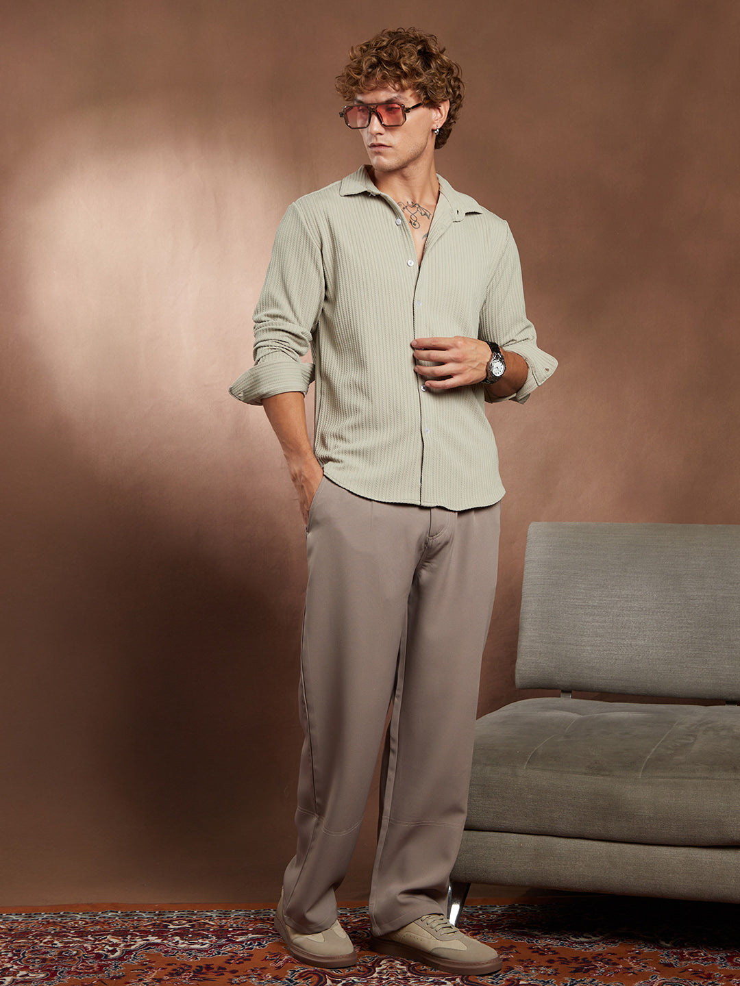 Rope-Striped Tactile Shirt