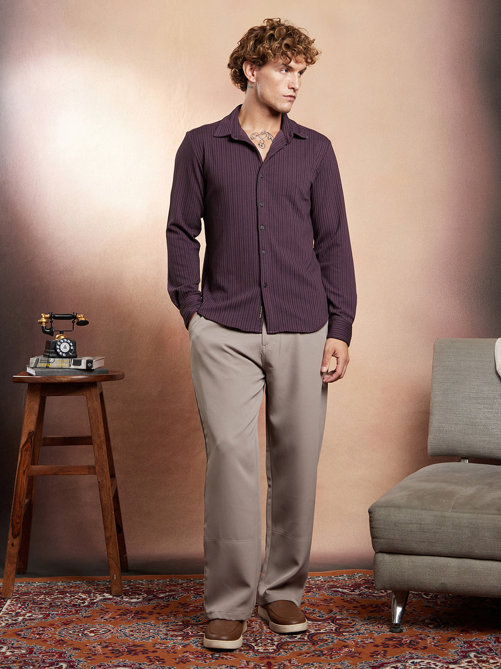 Rope-Striped Tactile Shirt