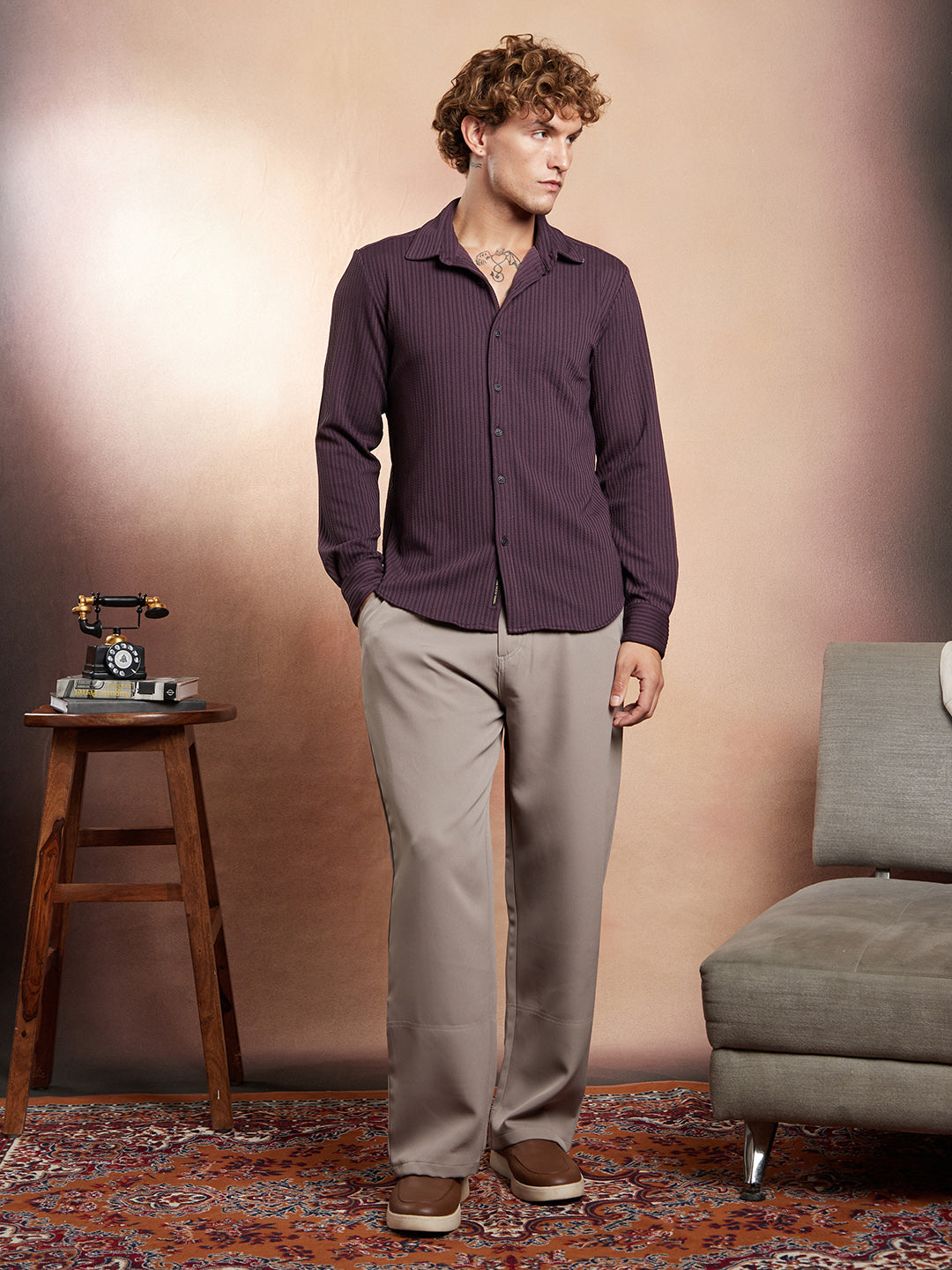 Rope-Striped Tactile Shirt