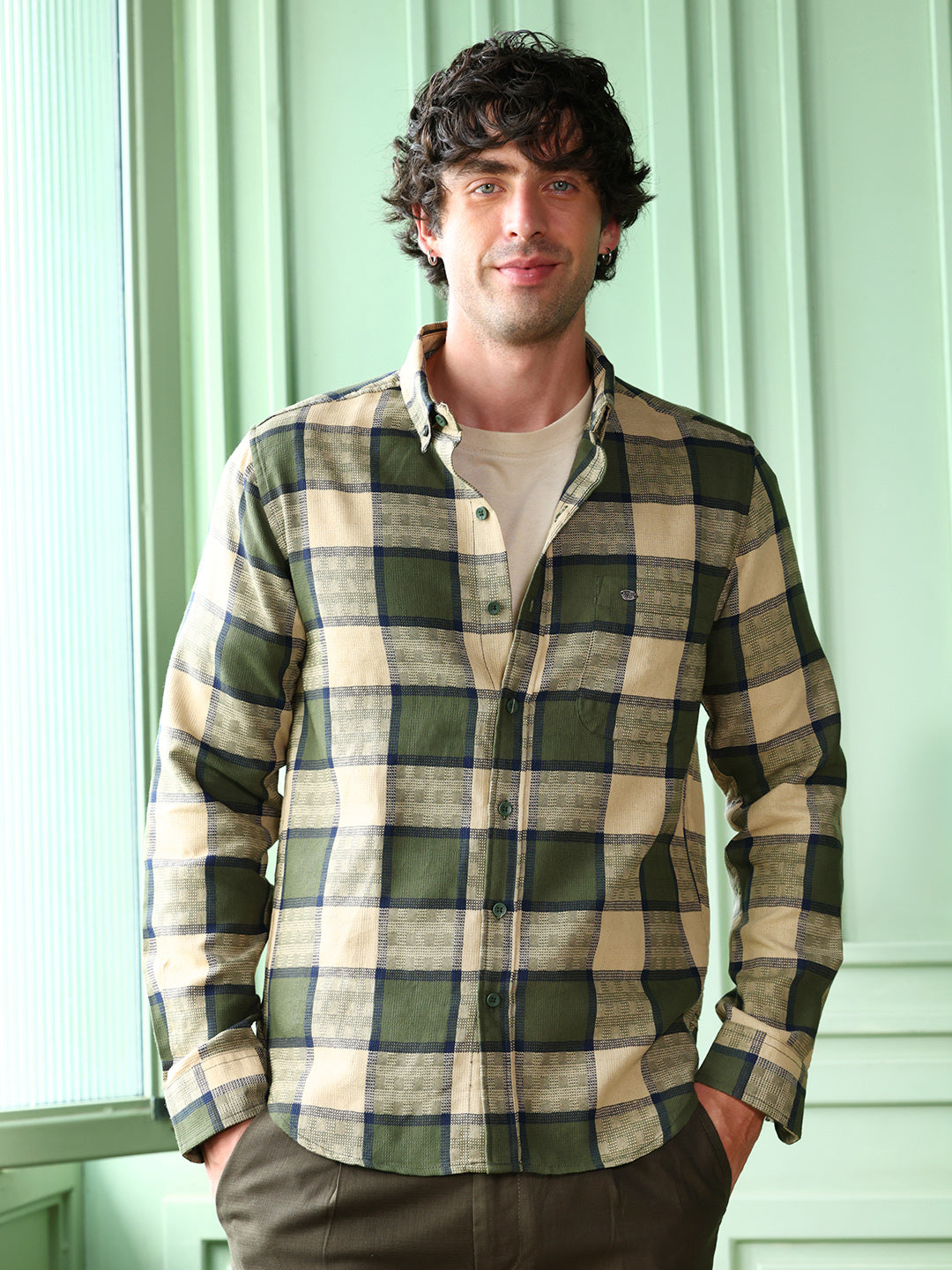Button-Down Block-Check Shirt
