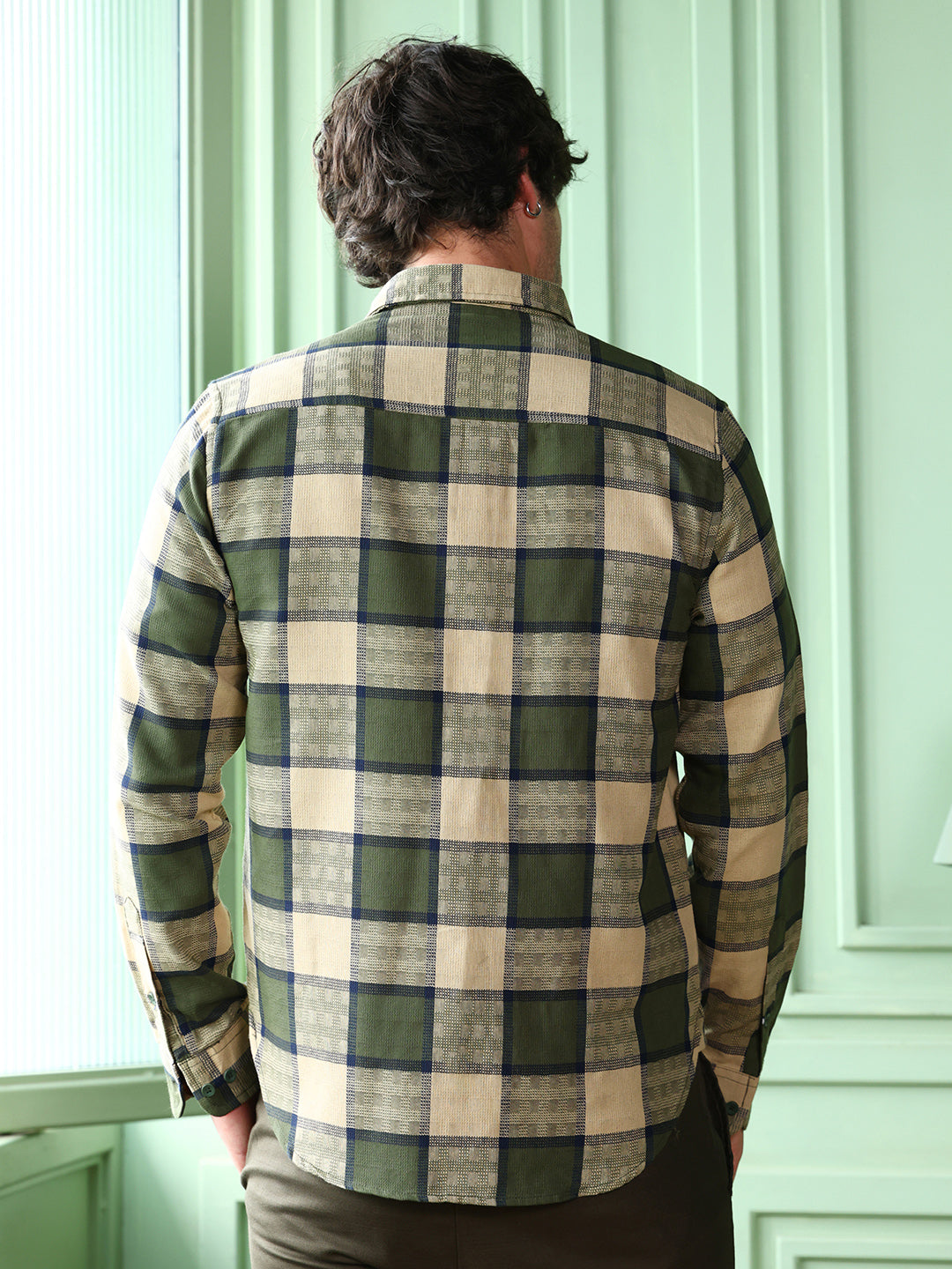 ₹999 | Campus Sutra Men's Sacramento Green Button-Down Block