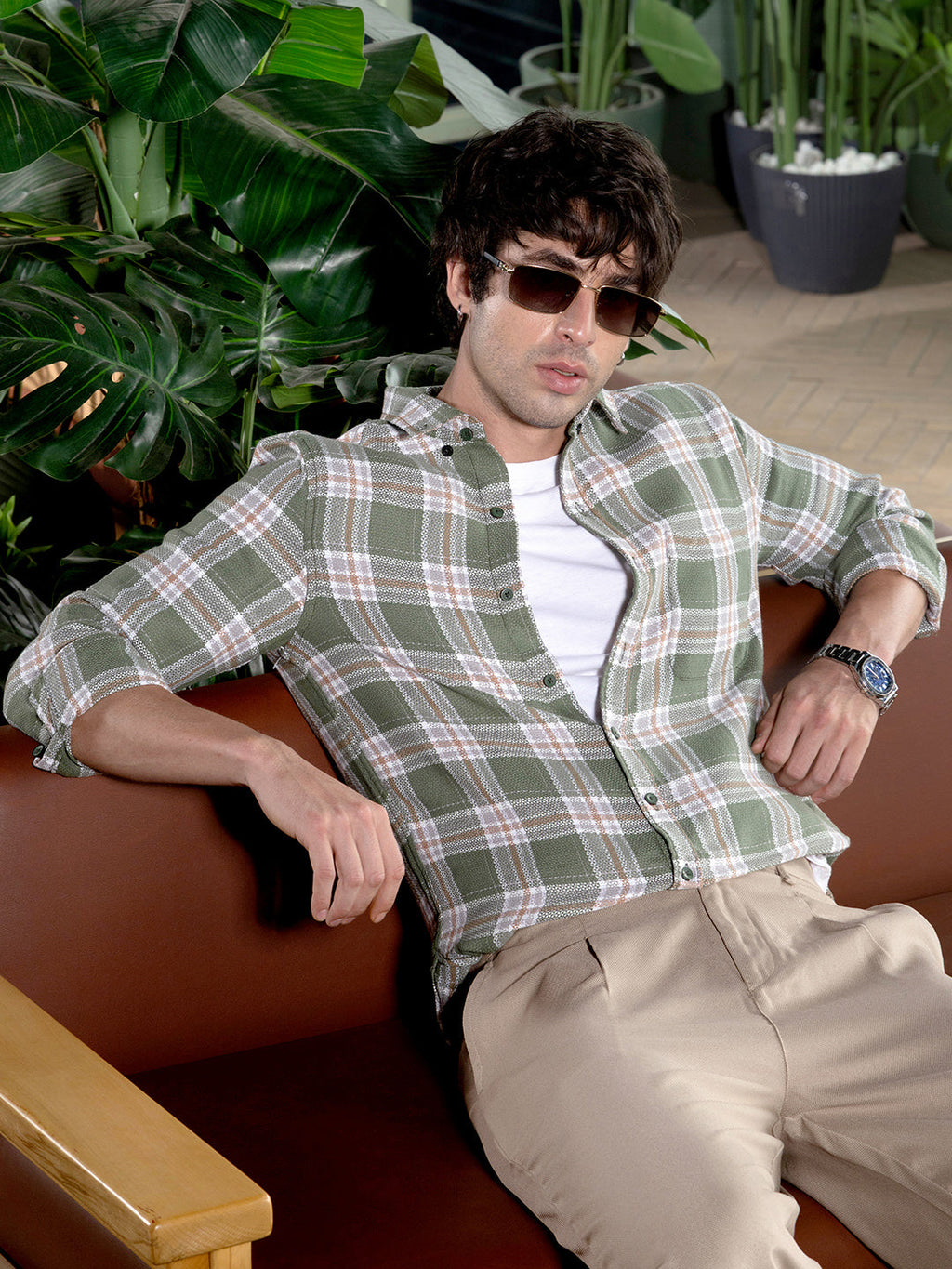 Button-Down Tartan-Jacquard Shirt