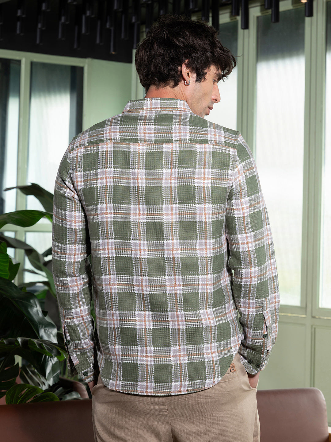 Button-Down Tartan-Jacquard Shirt