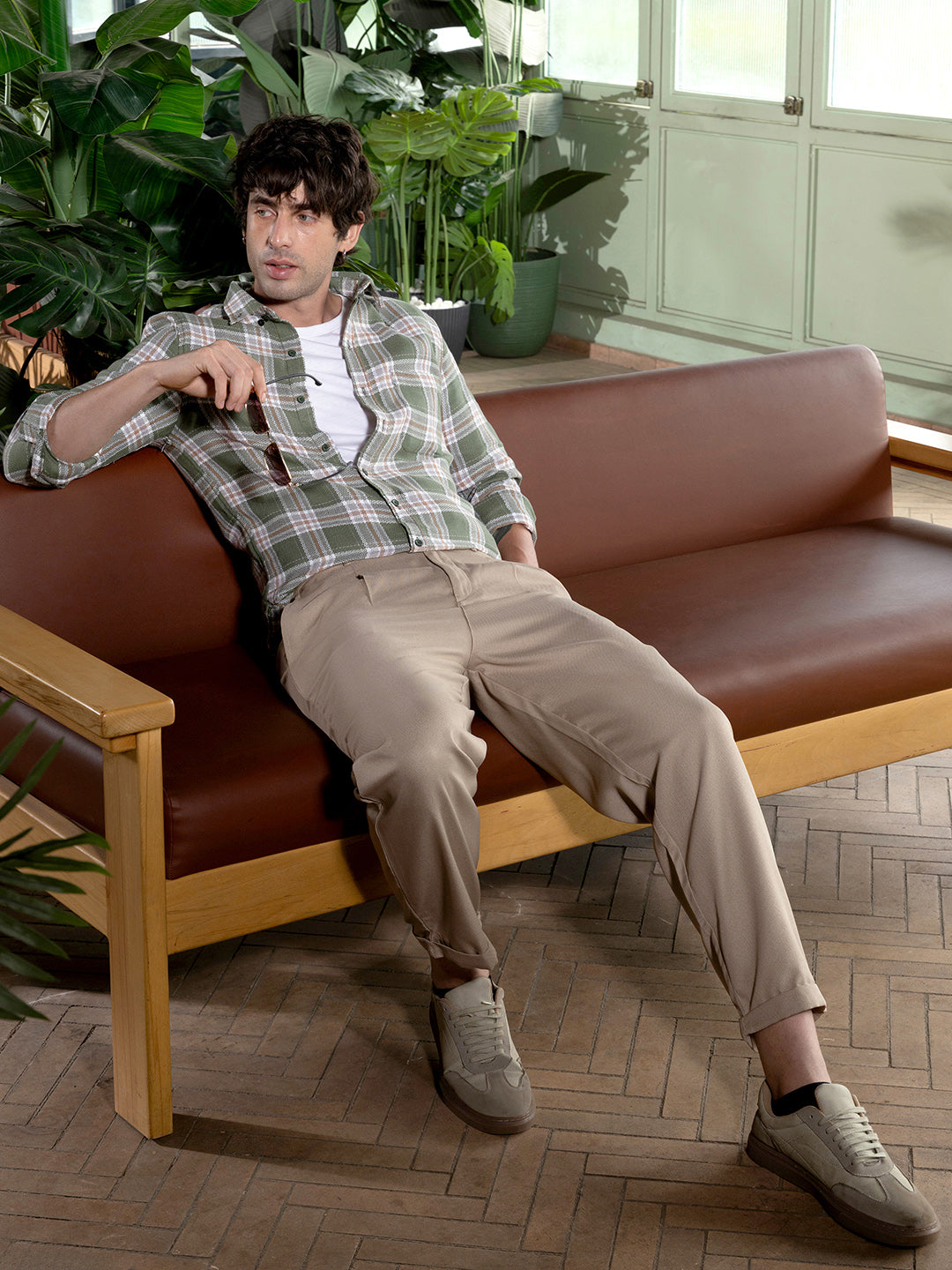 Button-Down Tartan-Jacquard Shirt