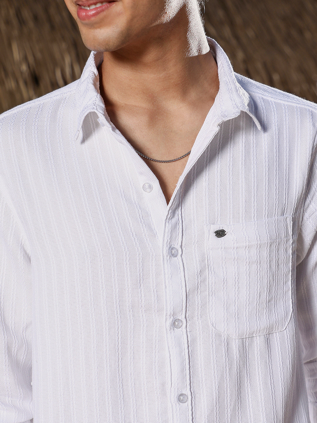 Rope-Stripe Jacquard Shirt