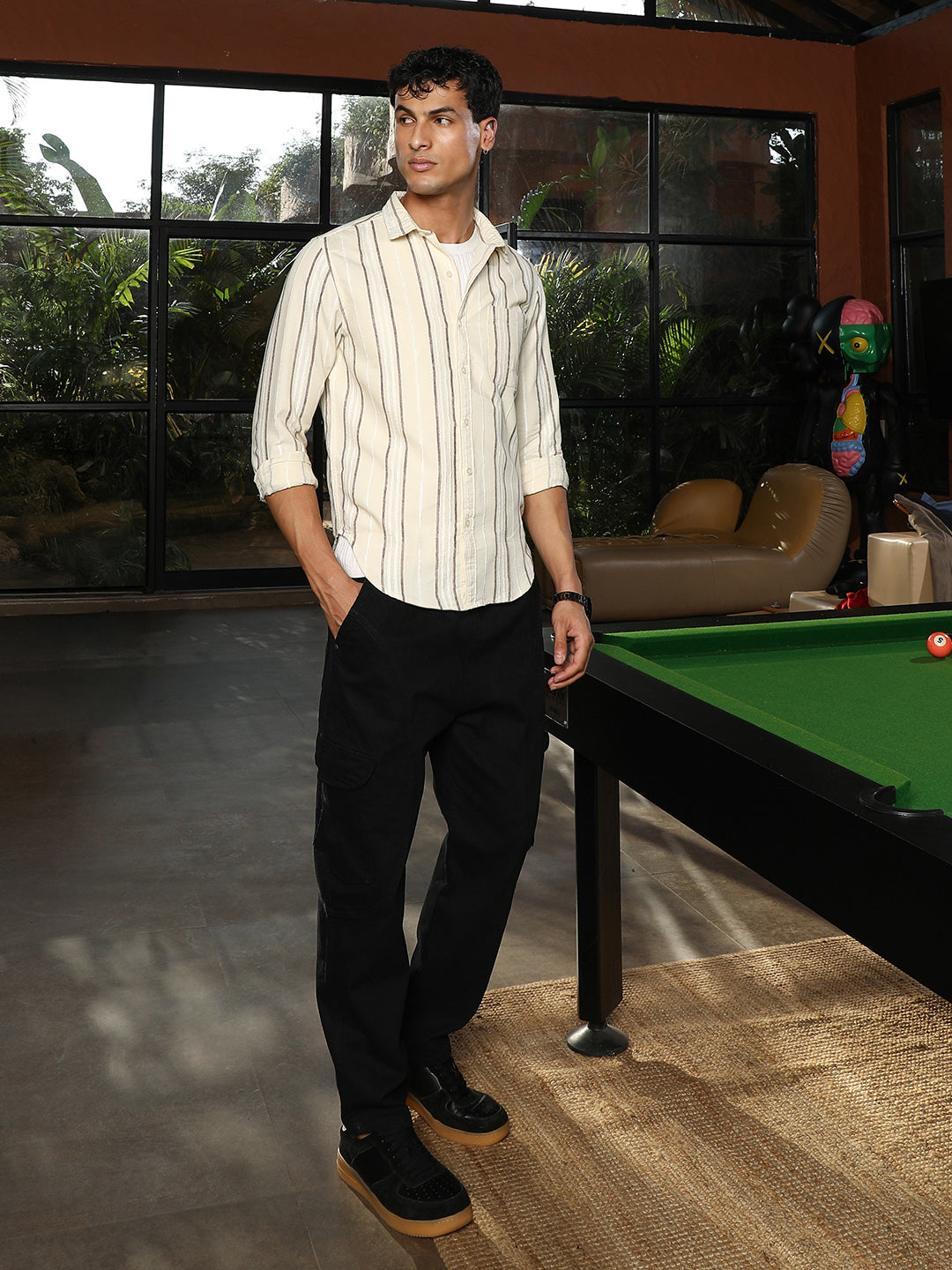 Shadow-Stripe Jacquard Shirt