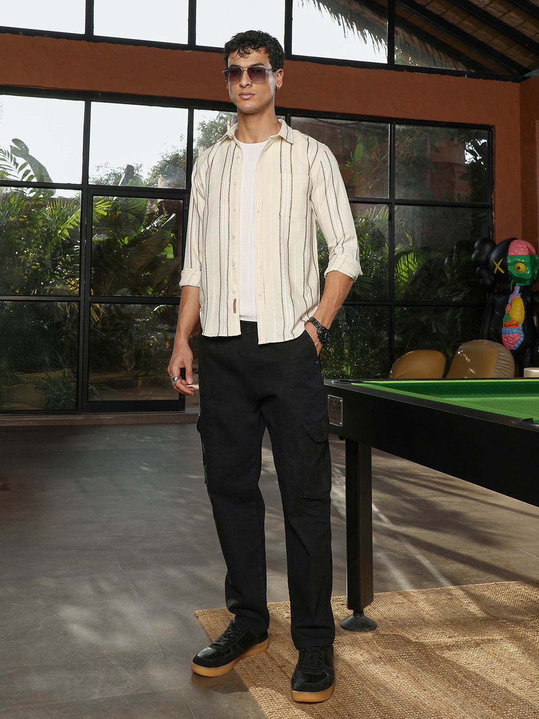 Shadow-Stripe Jacquard Shirt