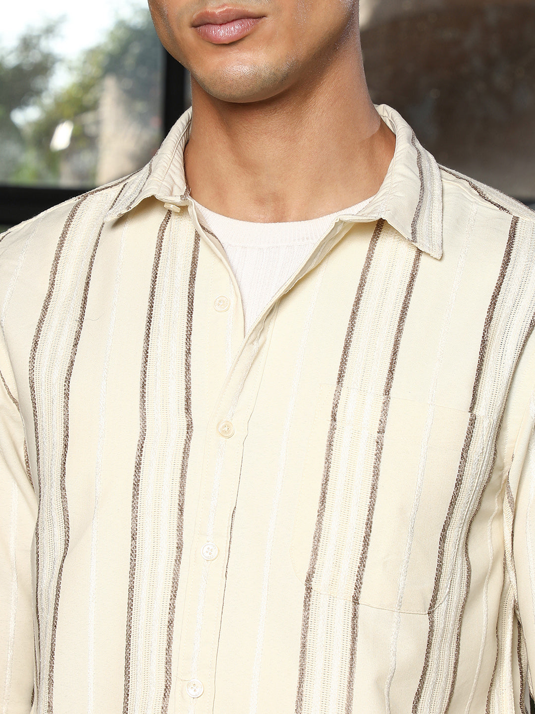 Shadow-Stripe Jacquard Shirt