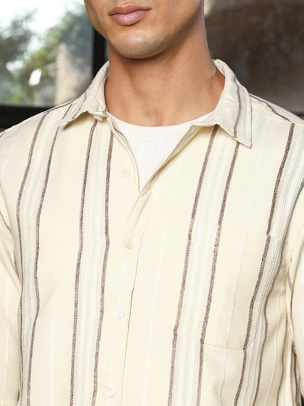 Shadow-Stripe Jacquard Shirt