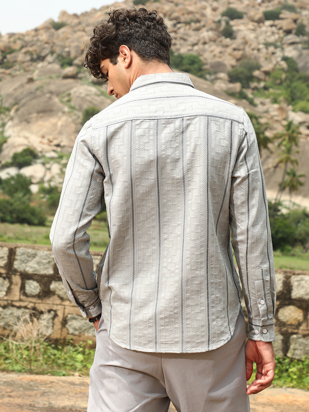 Geo-Stripe Jacquard Shirt
