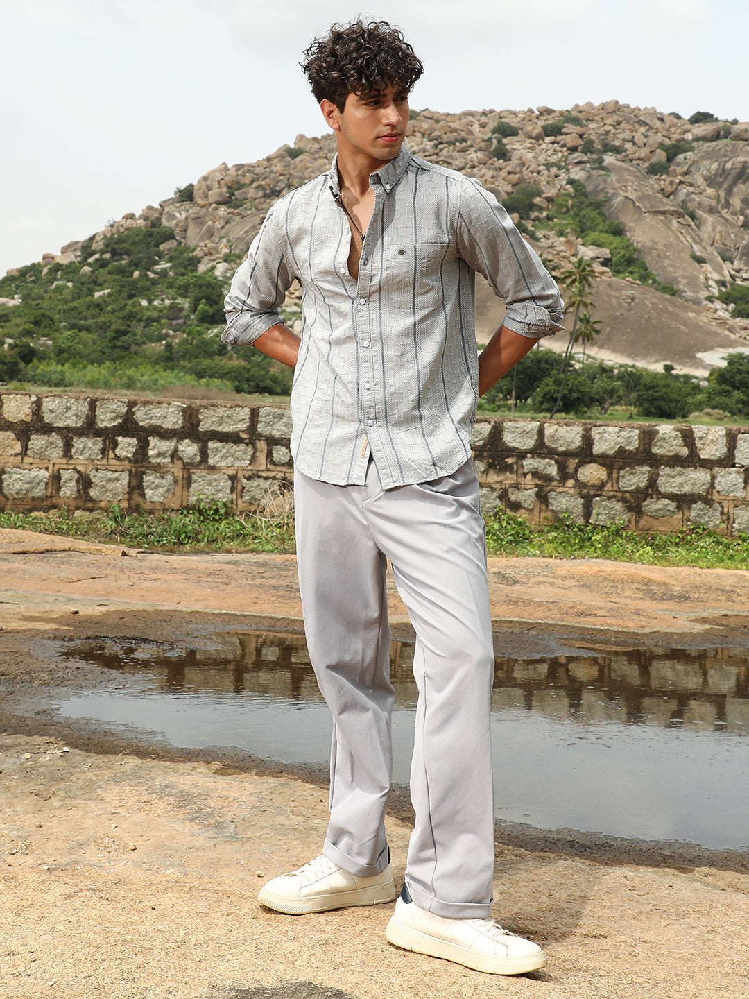 Geo-Stripe Jacquard Shirt