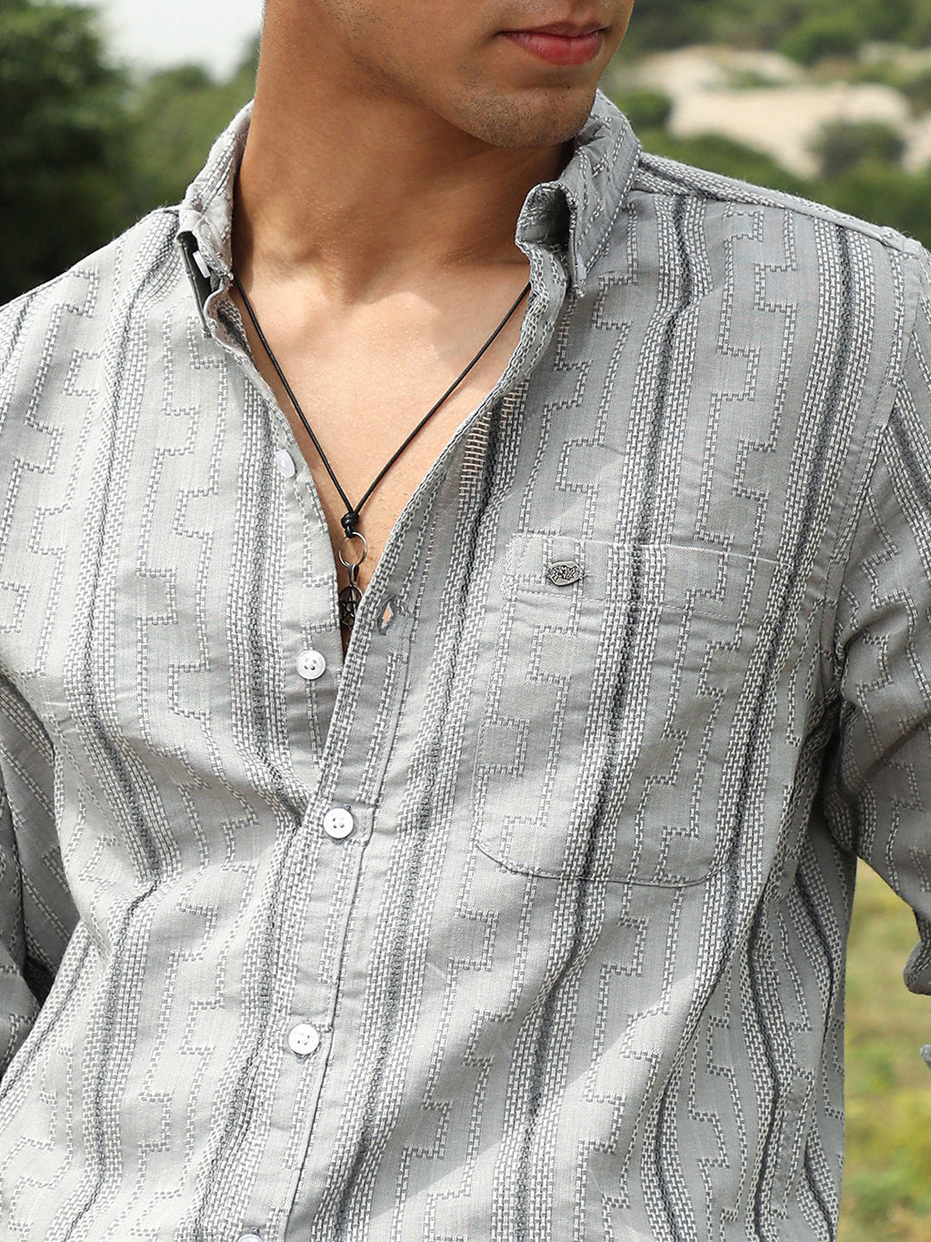 Geo-Stripe Jacquard Shirt